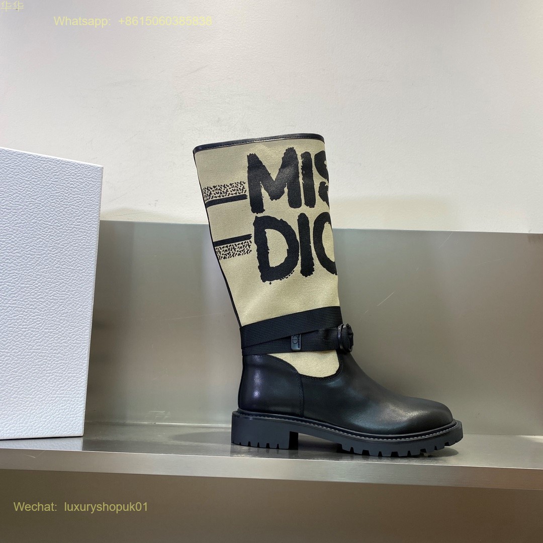 Christian Dior D-Major Round Toe Boots Women Shoes