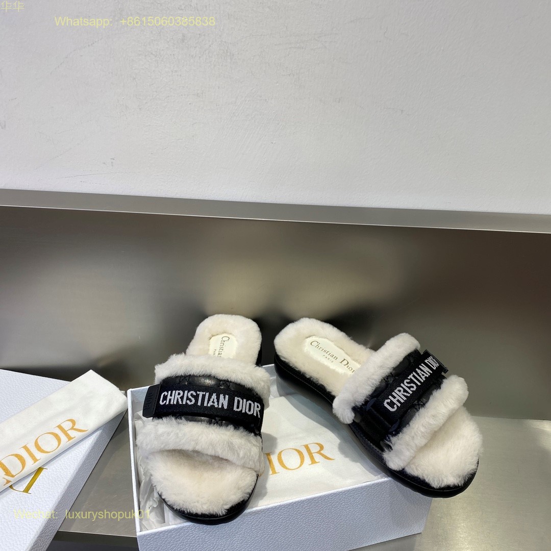 Dior Fur shearling Slide Women Shoes