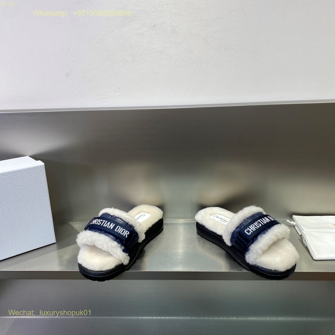 Dior Fur shearling Slide Women Shoes