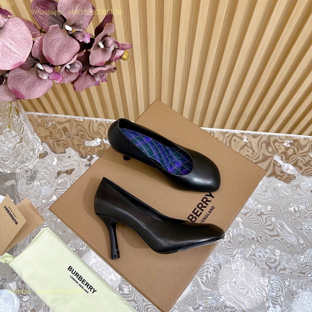 Burberry Court Shoes Glossed-Leather Scarpins Baby Pumps Scarpe Women Shoes