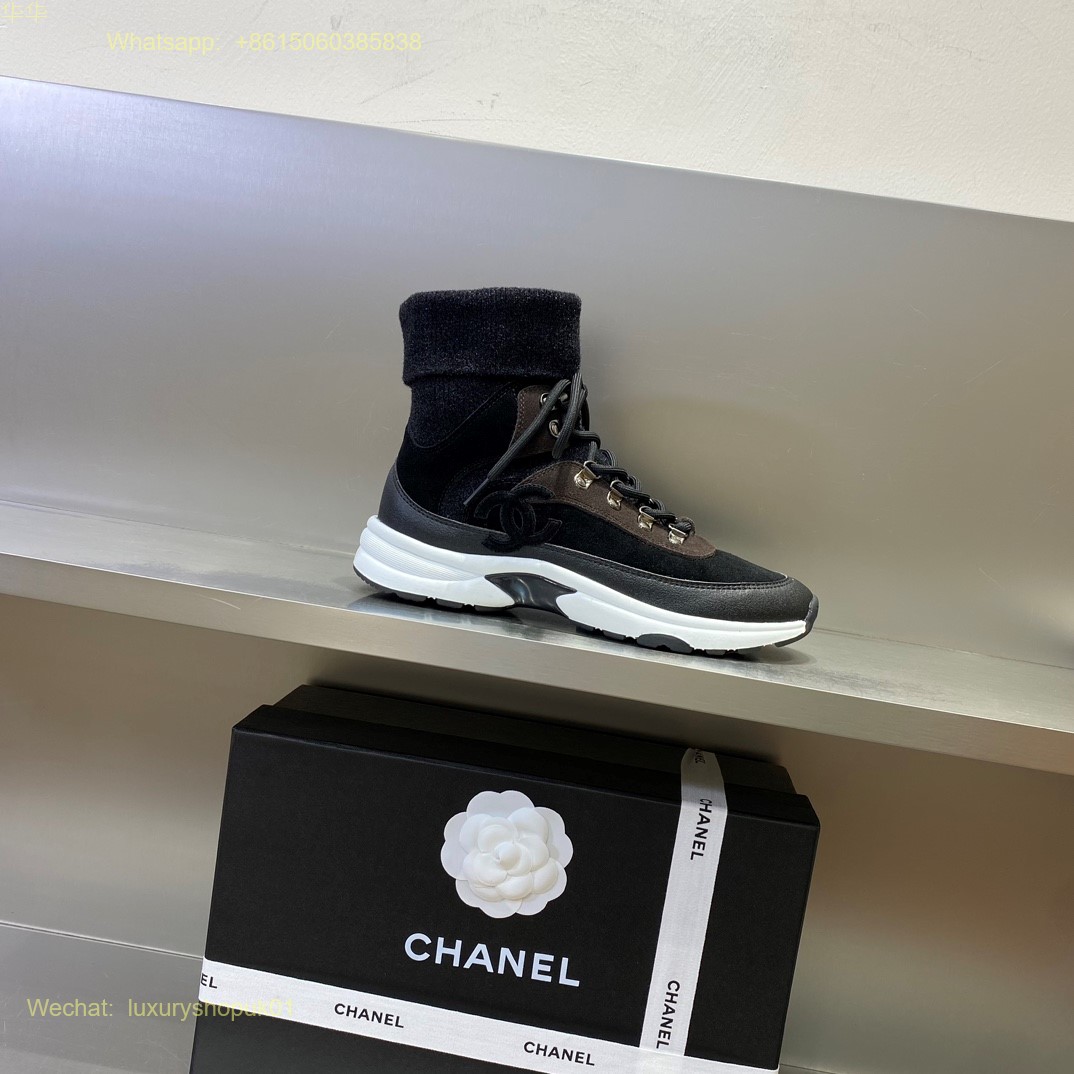 Chanel high top knit running sneaker Women Shoes