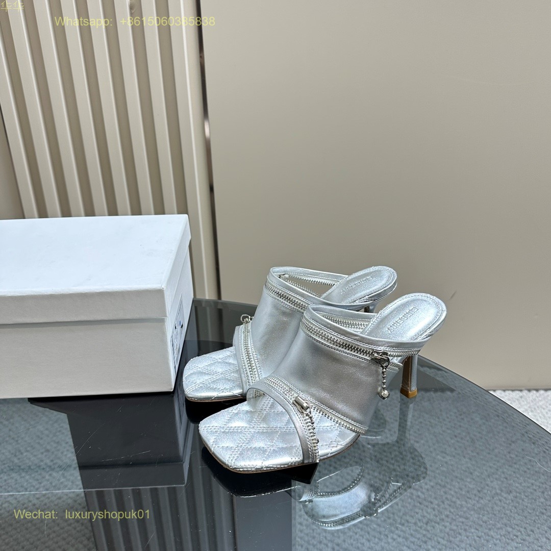 Burberry Zippered Leather Peep-Toe High heels Sandals Mules Women Shoes