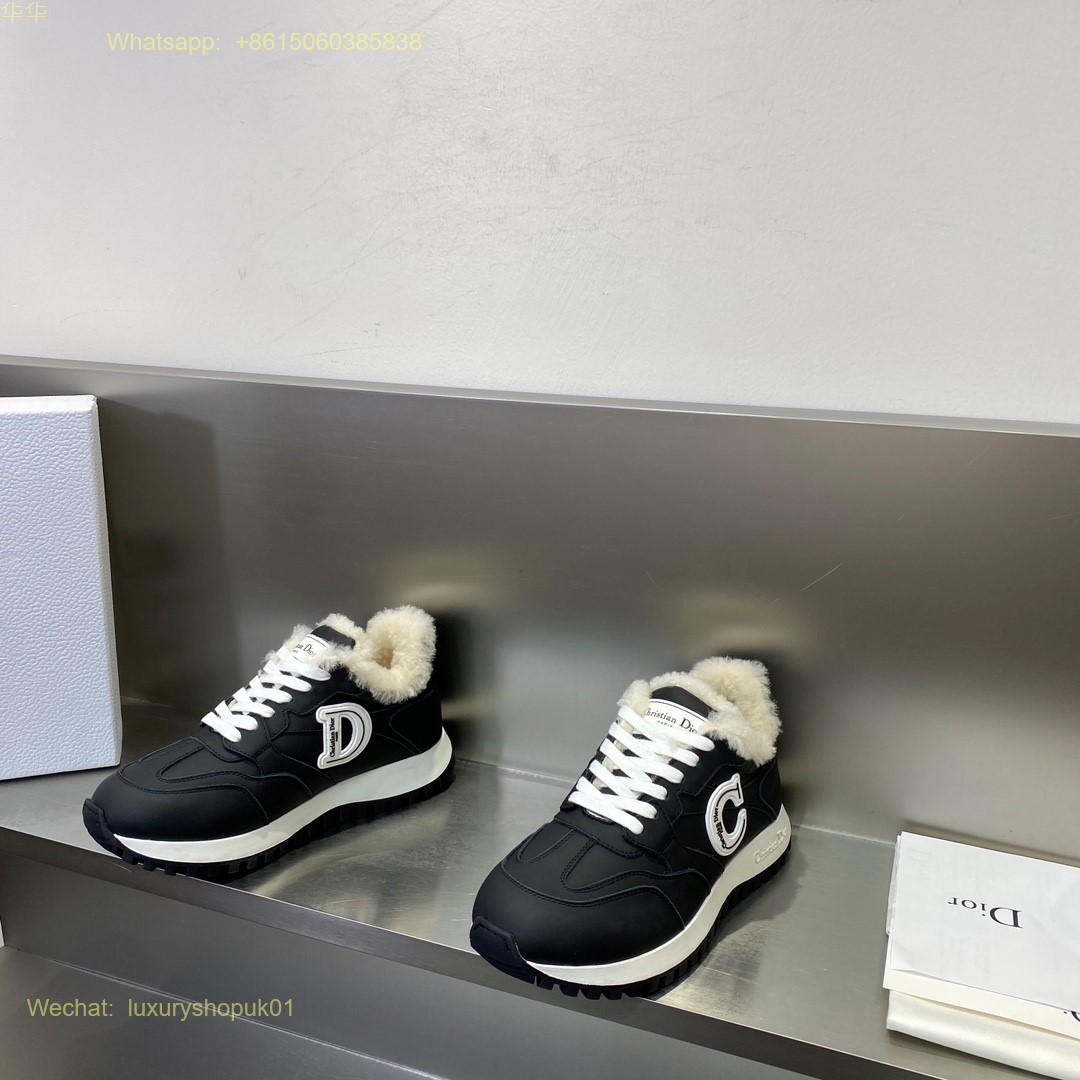 C'est Dior Fur shearling Sneaker Ecru Suede Calfskin Mesh Women Shoes