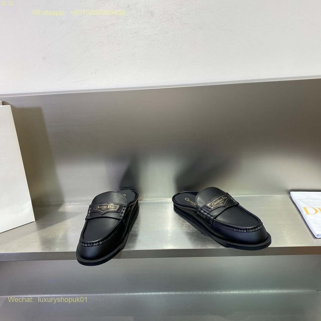 Christian Dior Leather slip on mule slipper flat Women Shoes