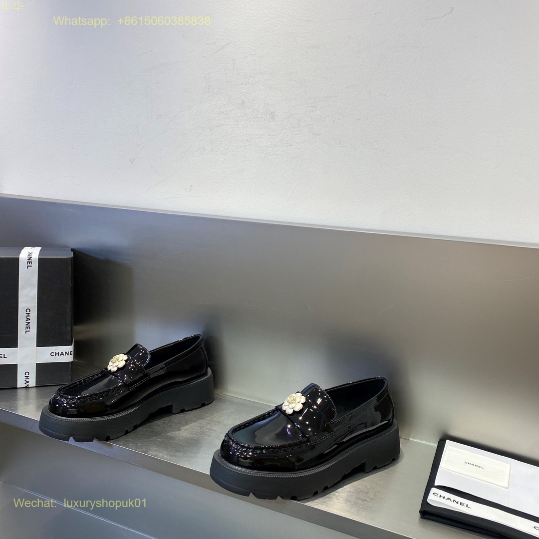 Chanel leather loafer flower flat Women Shoes