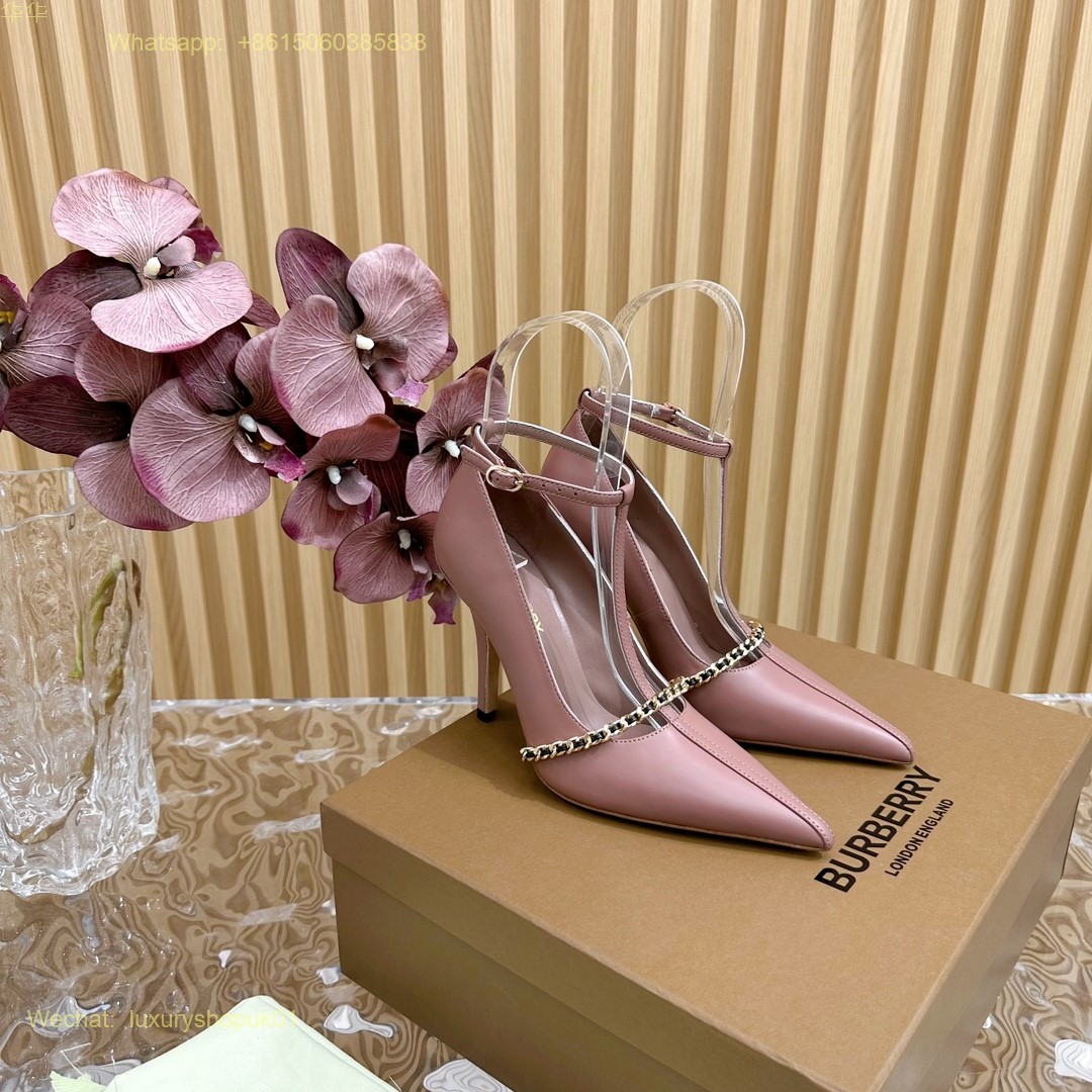 Burberry Chain Ankle-Strap Pumps T-bar Women Shoes
