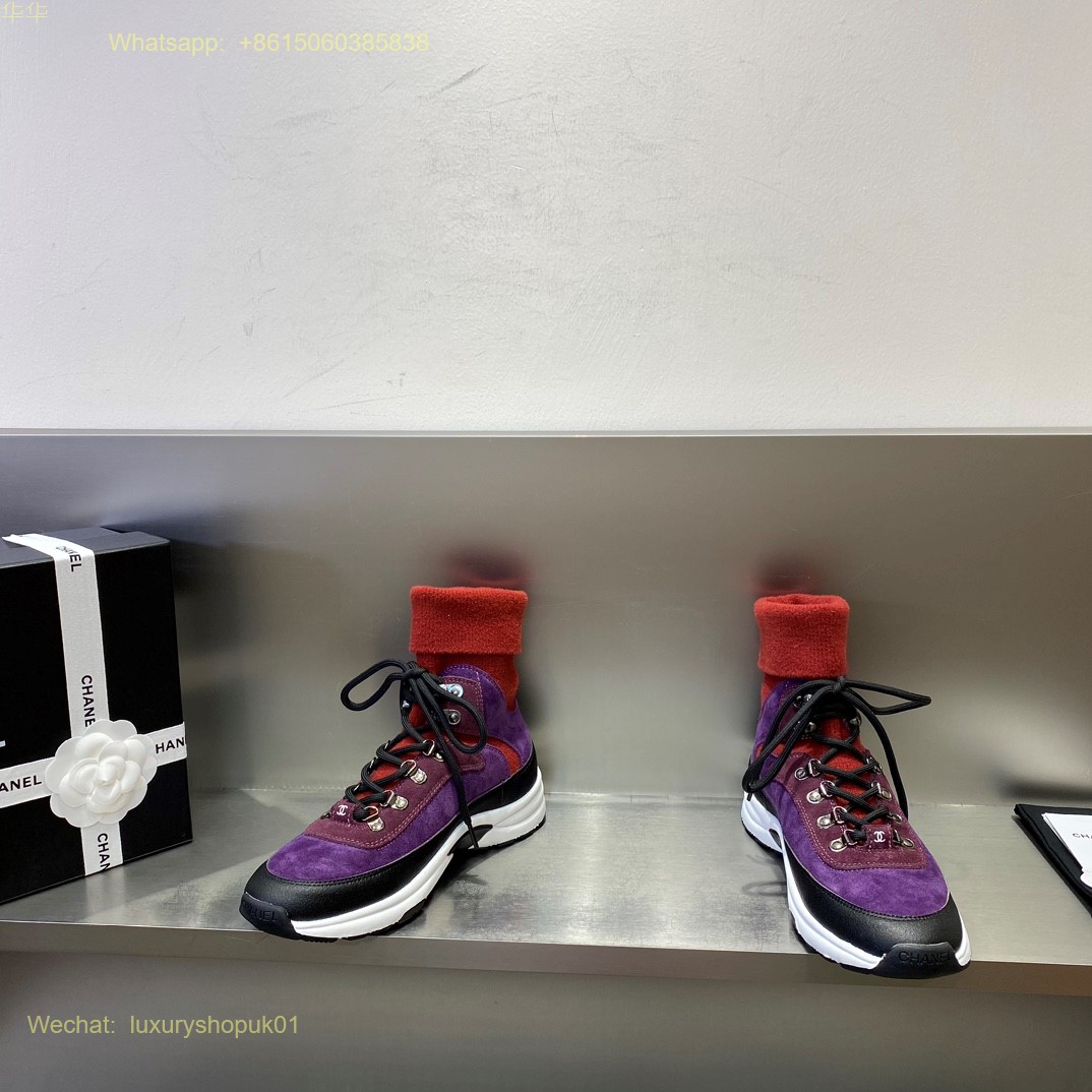 Chanel high top knit running sneaker Women Shoes