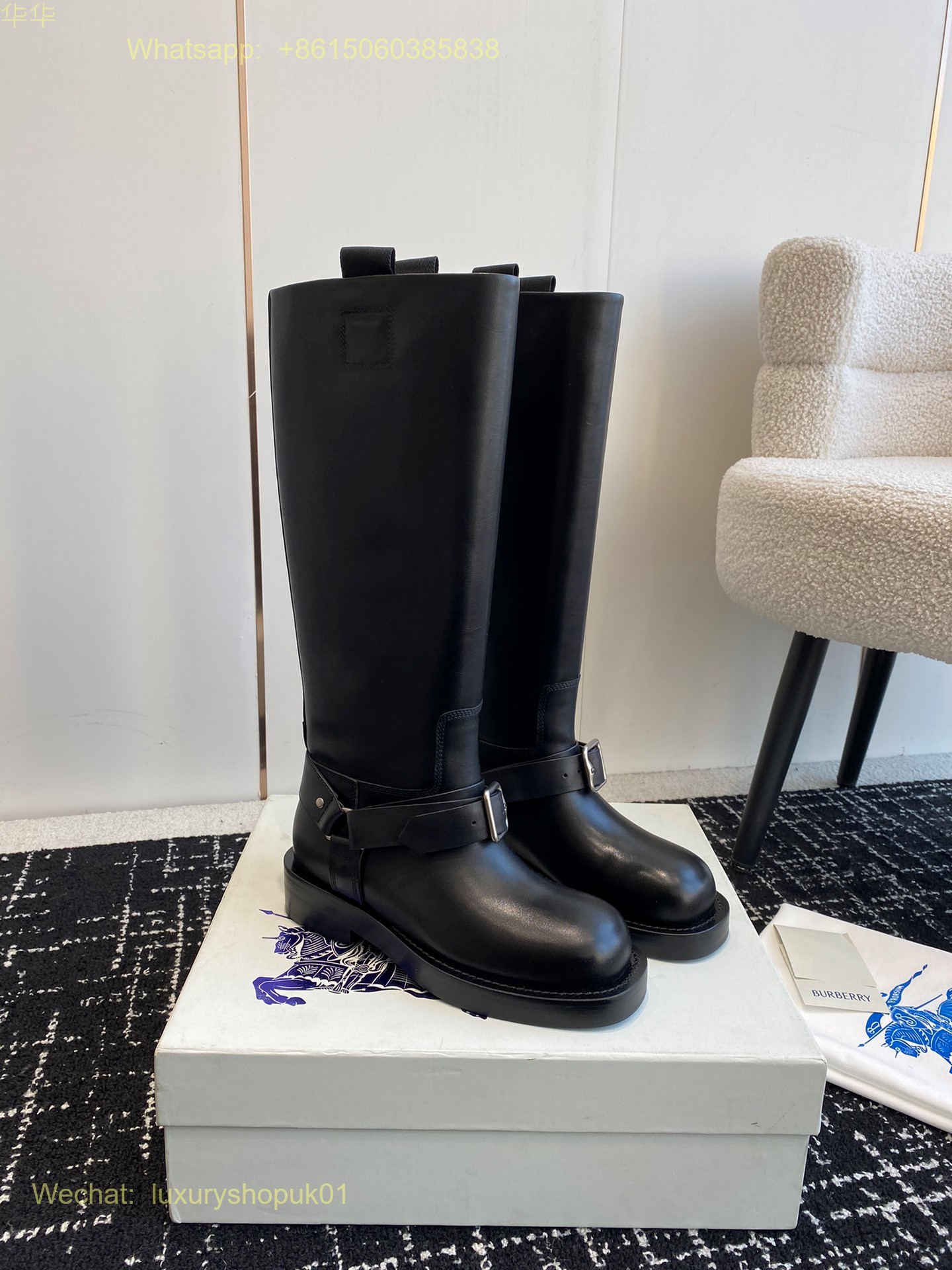 Burberry Saddle Buckled Round-Toe Knee high Boots Daniel Lee Women Shoes