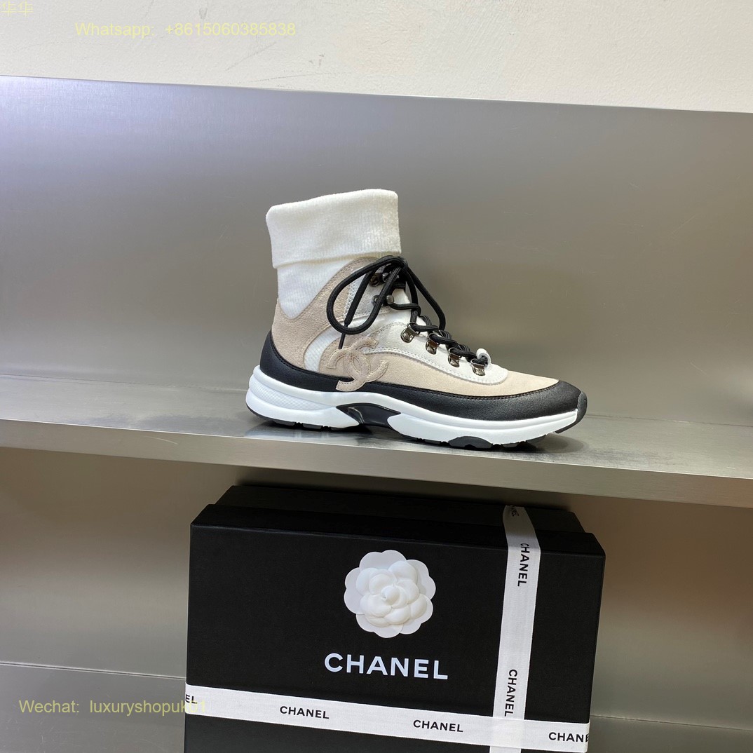 Chanel high top knit running sneaker Women Shoes