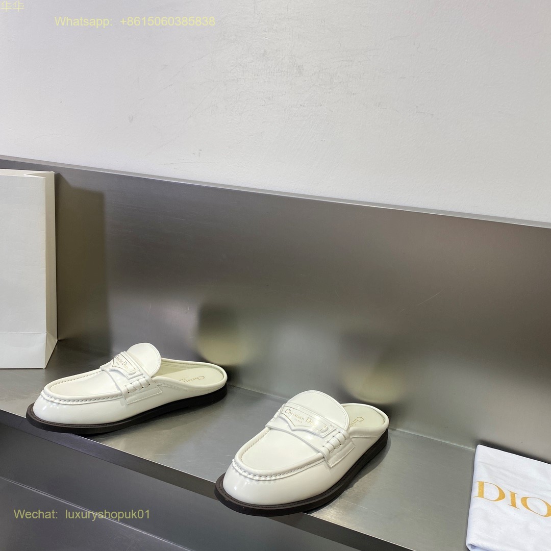 Christian Dior Leather slip on mule slipper flat Women Shoes