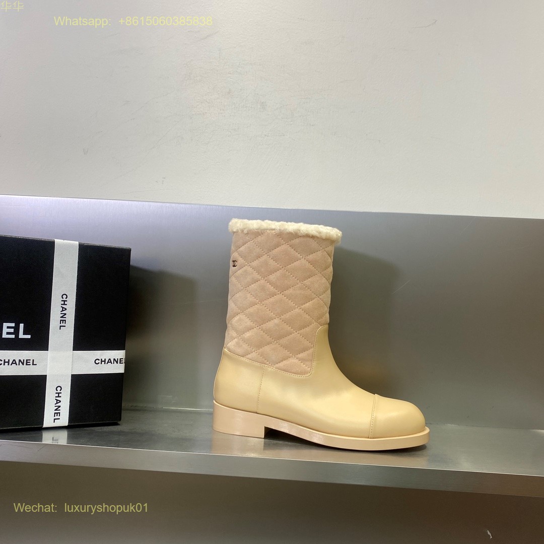Chanel Quilted fur shearling Boots CC Logo Women Shoes