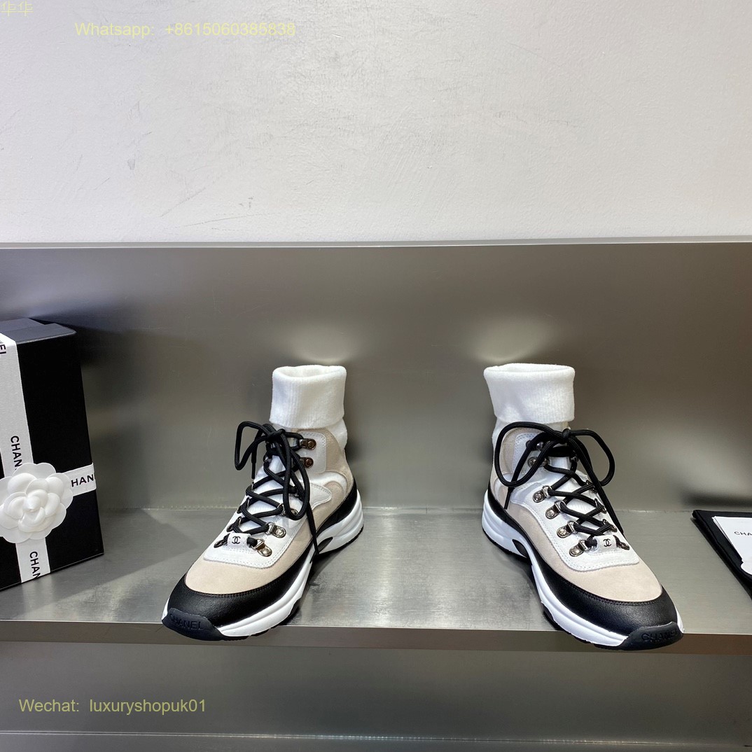 Chanel high top knit running sneaker Women Shoes