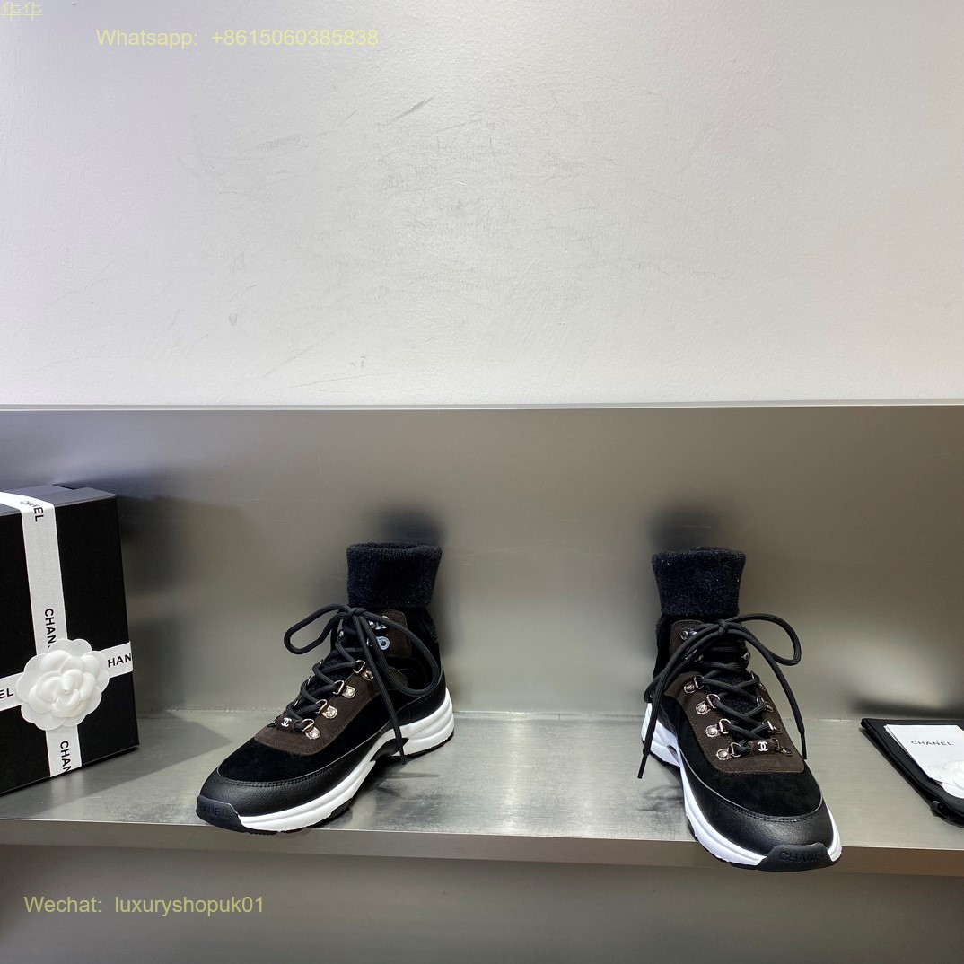 Chanel high top knit running sneaker Women Shoes