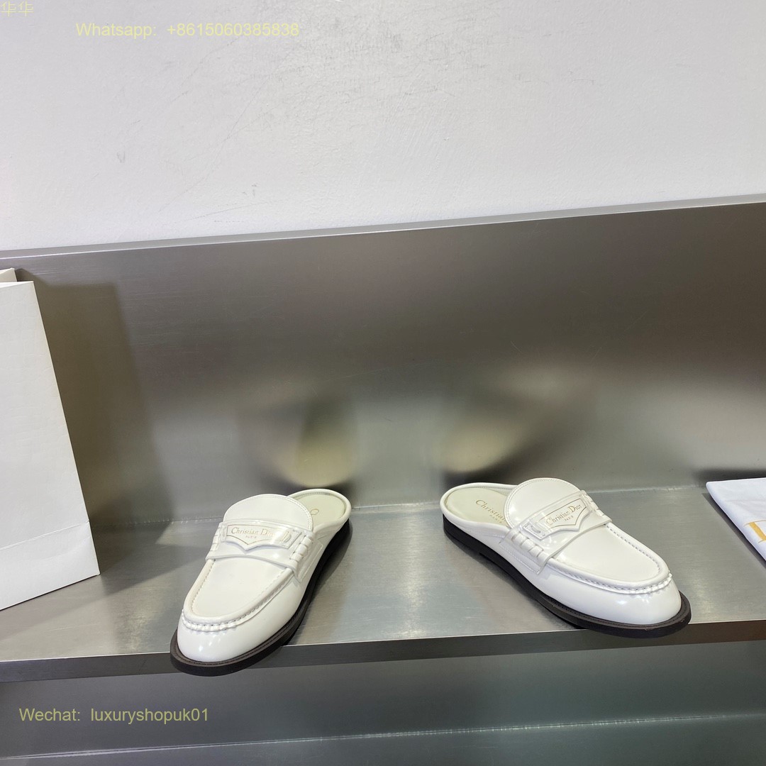 Christian Dior Leather slip on mule slipper flat Women Shoes