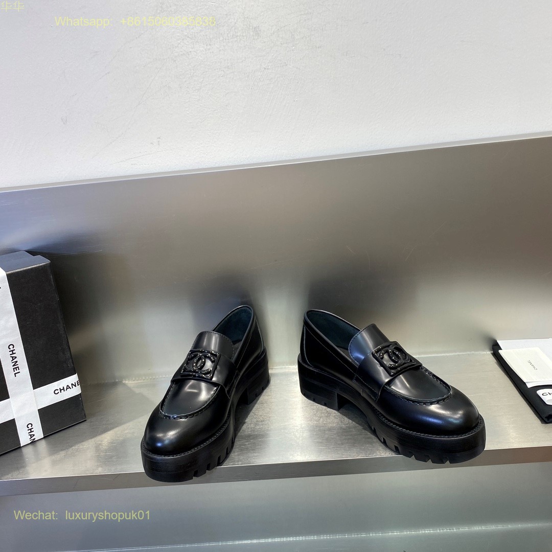 Chanel leather loafer flat Women Shoes