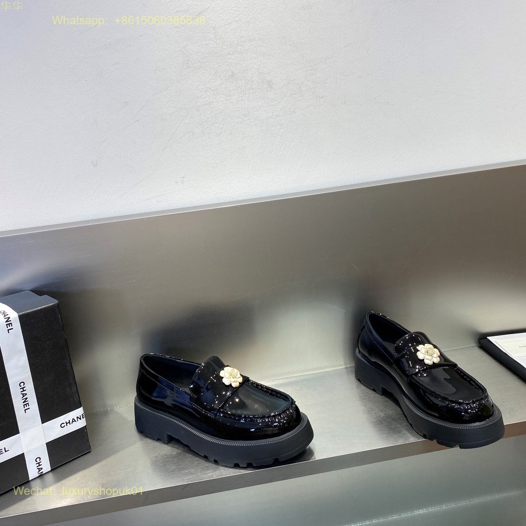 Chanel leather loafer flower flat Women Shoes
