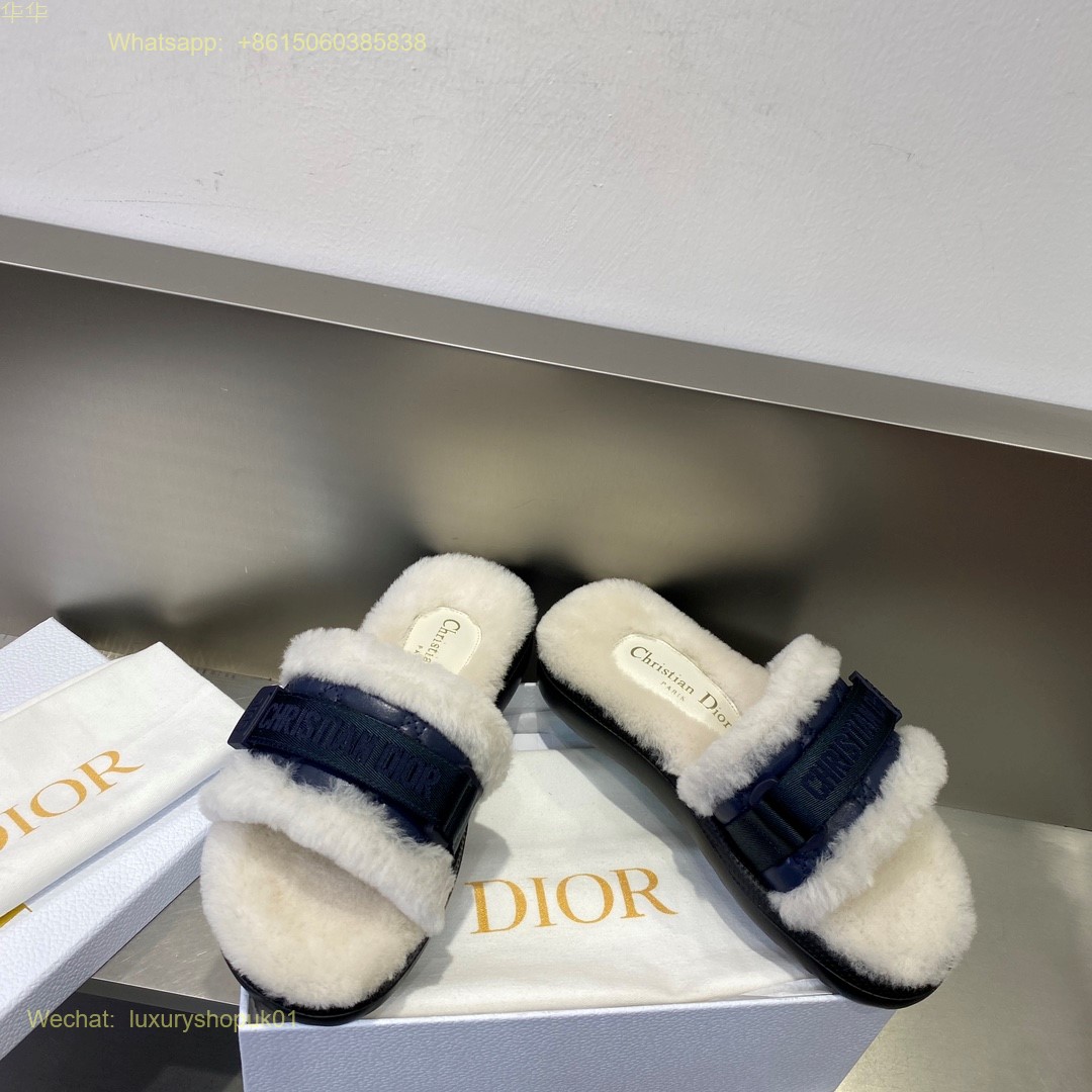 Dior Fur shearling Slide Women Shoes