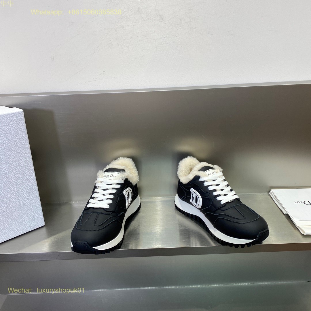 C'est Dior Fur shearling Sneaker Ecru Suede Calfskin Mesh Women Shoes