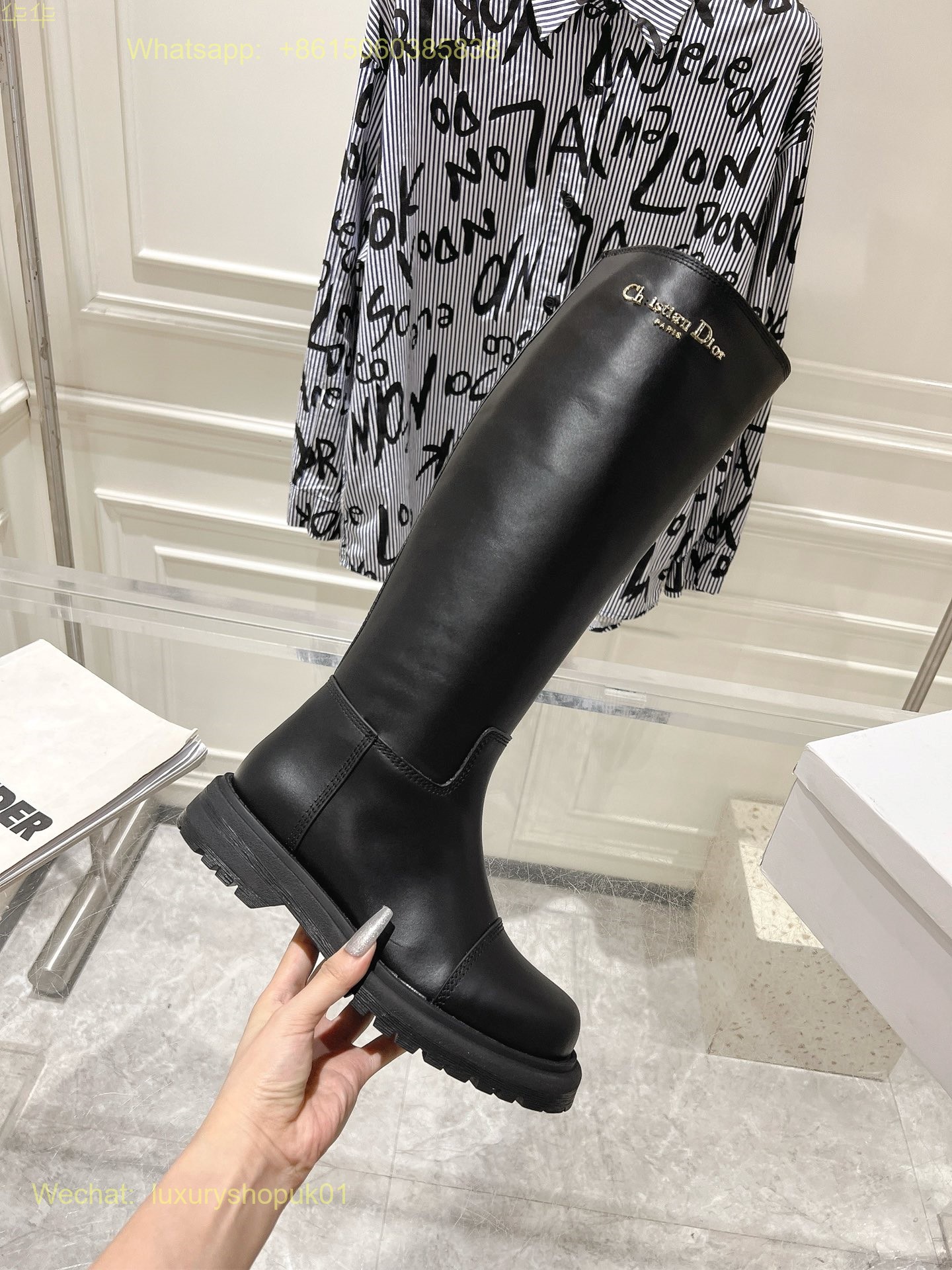 Christian Dior D-Town Knee high boot Women Shoes