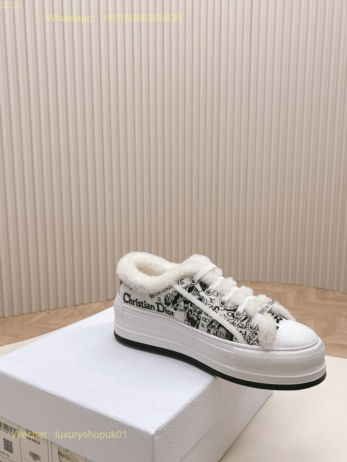 Dior Oblique Fur Shearling Walk'n'Dior Platform Sneaker D-Maior Women Shoes