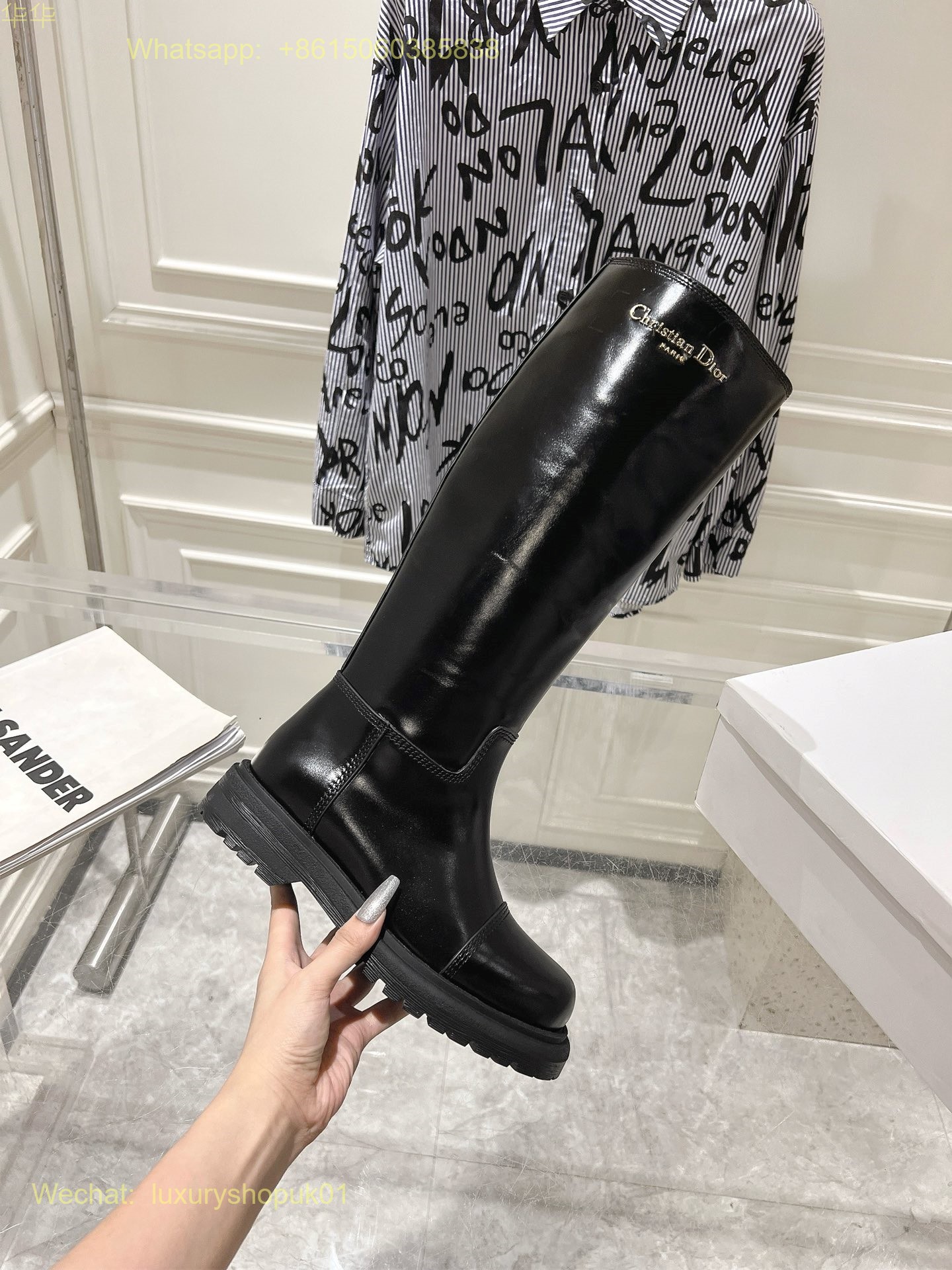 Christian Dior D-Town Knee high boot Women Shoes