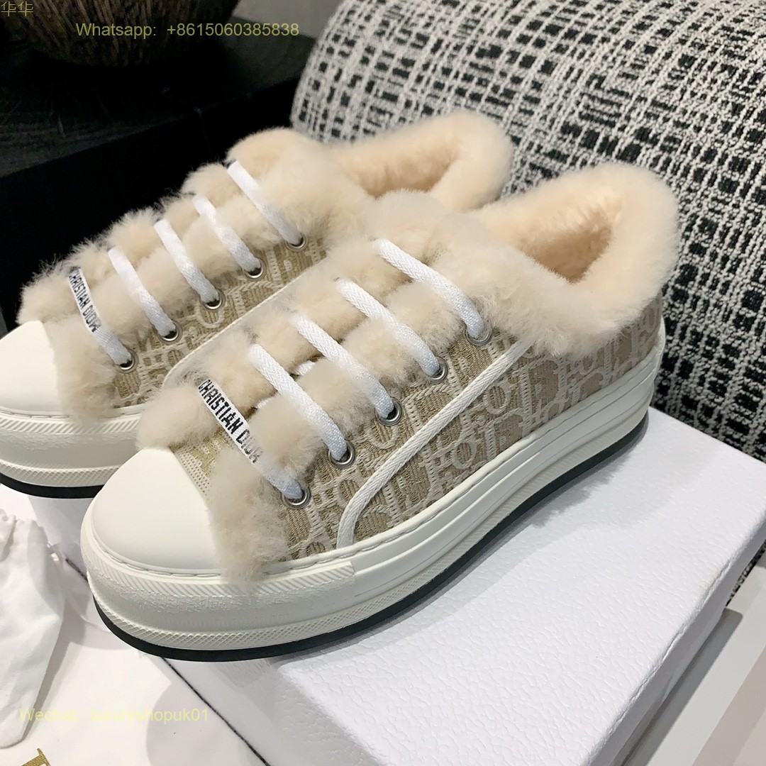 Dior Oblique Fur Shearling Walk'n'Dior Platform Sneaker D-Maior Women Shoes