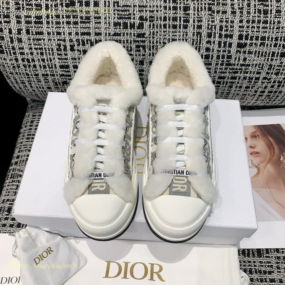 Dior Oblique Fur Shearling Walk'n'Dior Platform Sneaker D-Maior Women Shoes