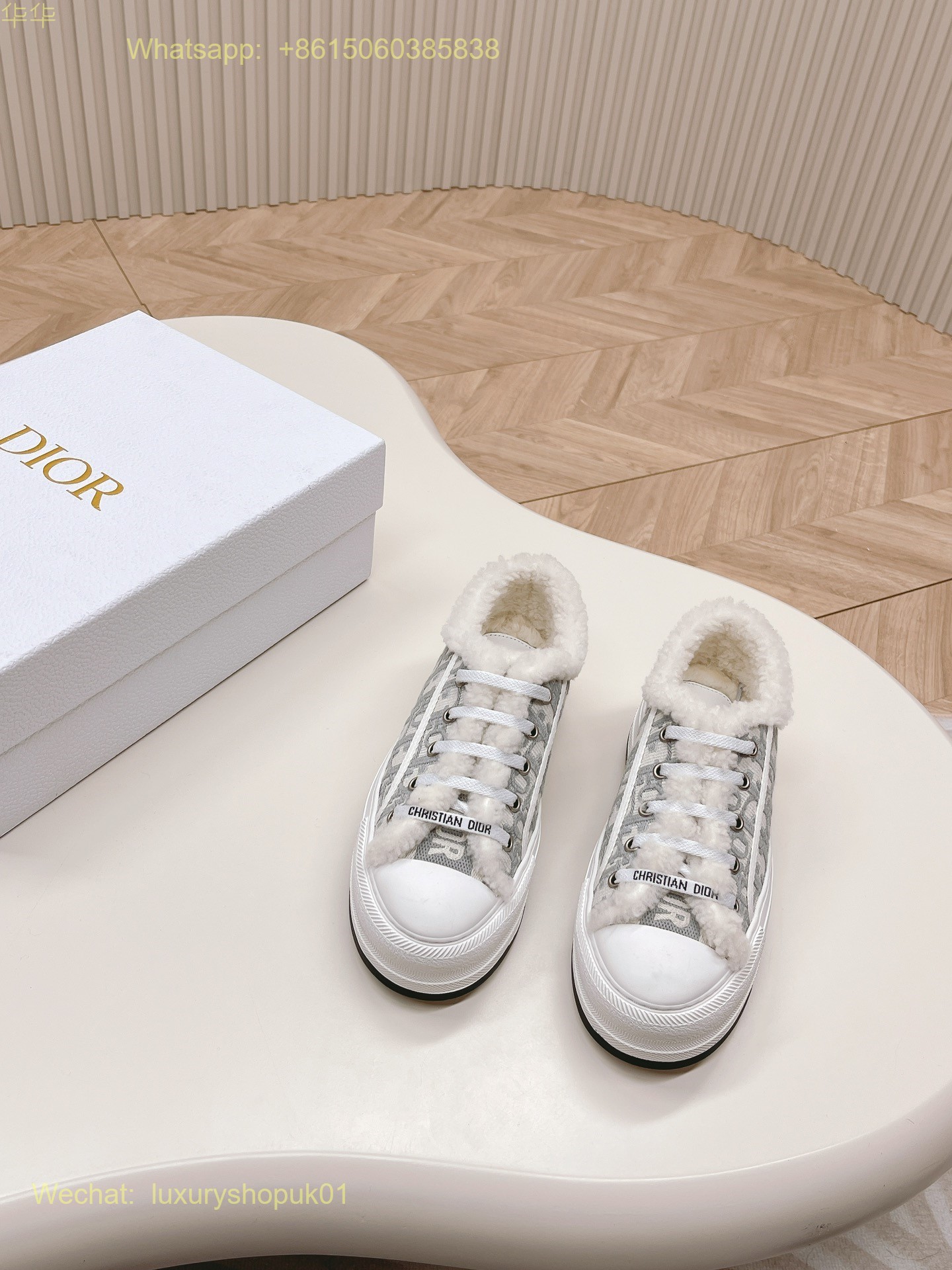 Dior Oblique Fur Shearling Walk'n'Dior Platform Sneaker D-Maior Women Shoes