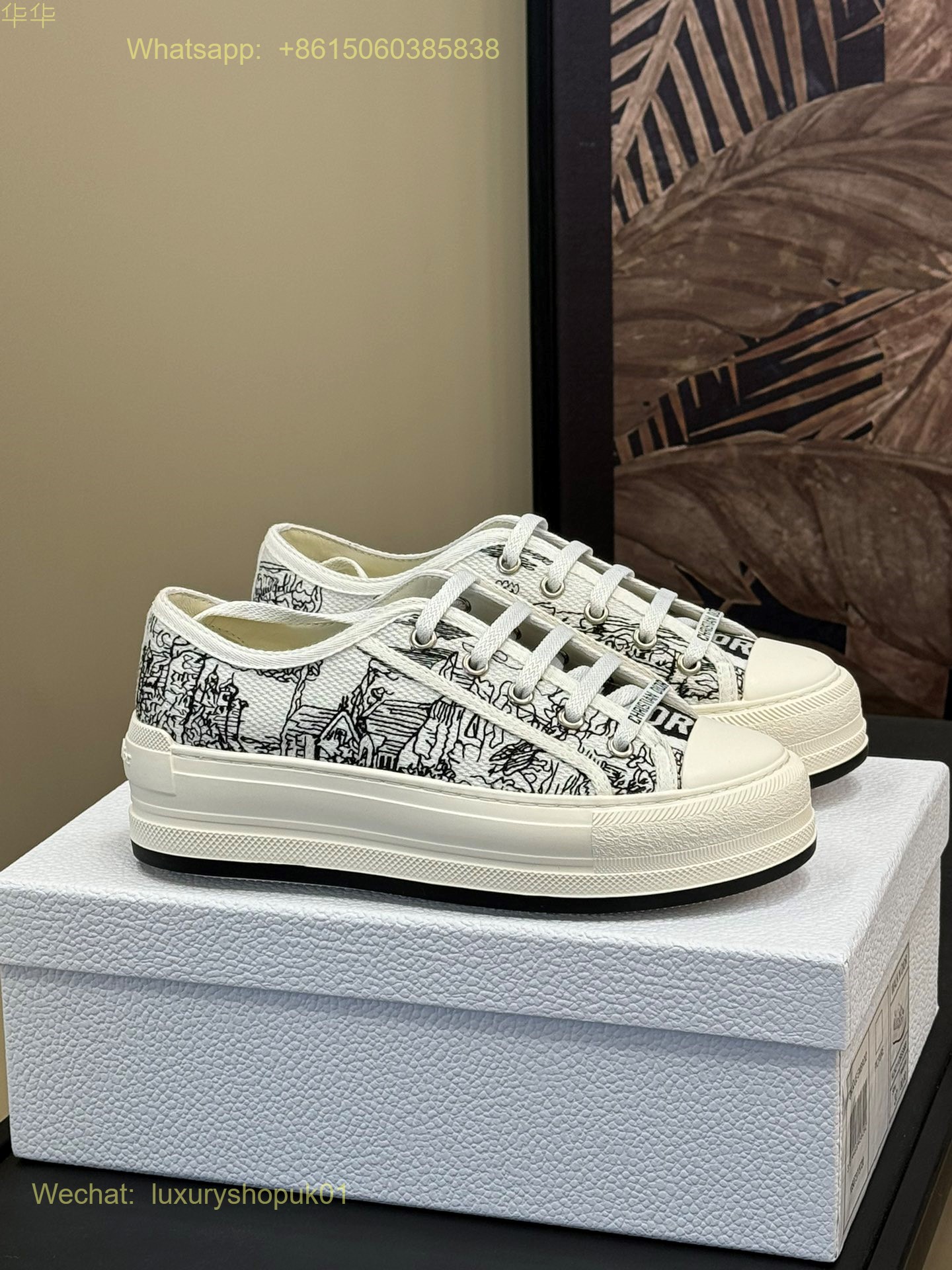 Dior Oblique Embroidered Cotton Walk'n'Dior Platform Sneaker Women Shoes