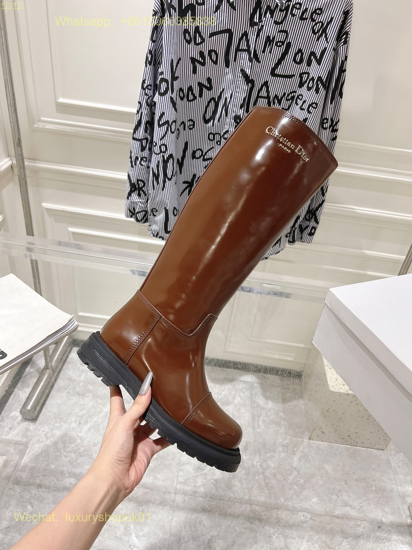 Christian Dior D-Town Knee high boot Women Shoes