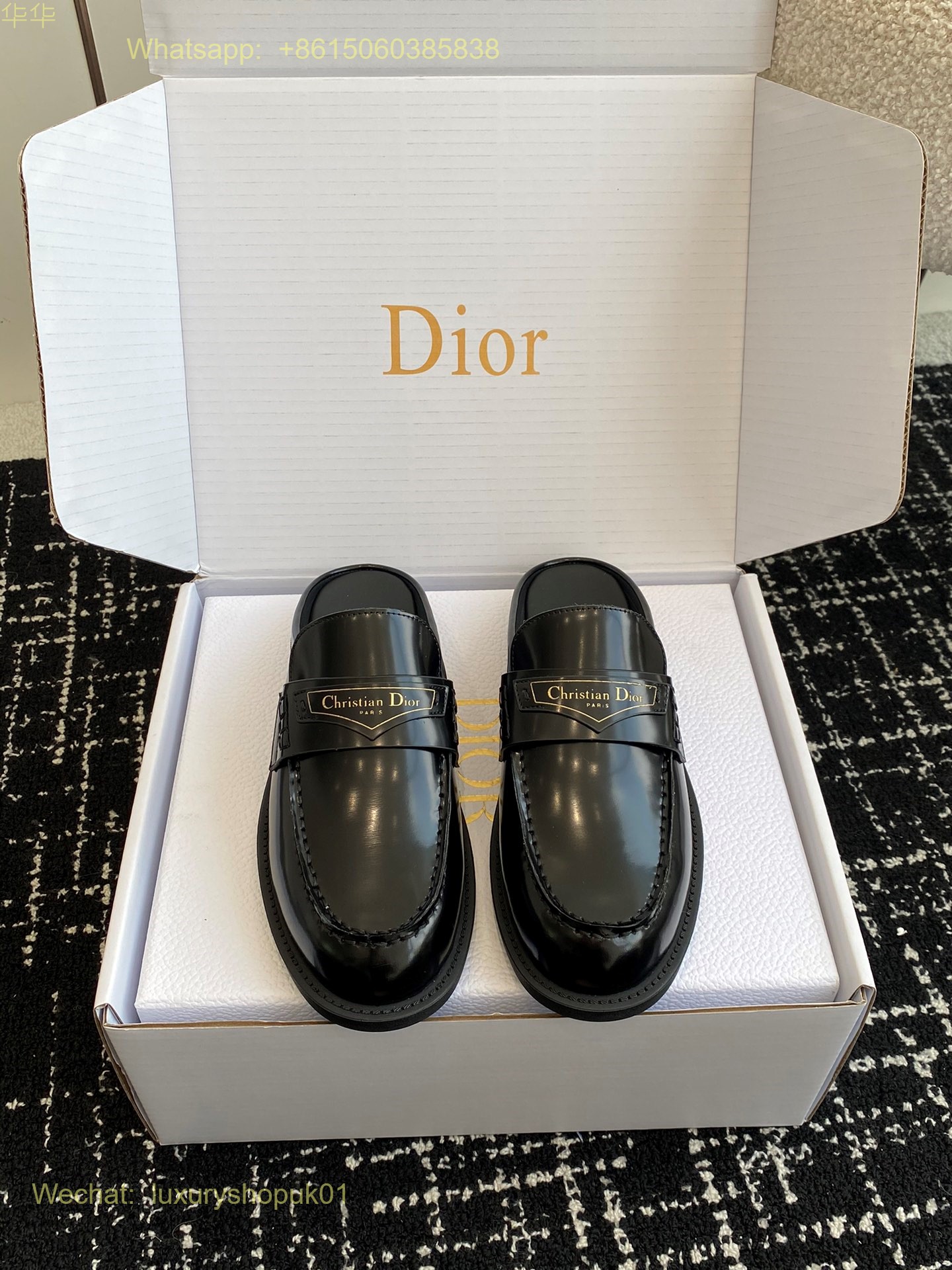 Dior Slip on leather Mule flat slipper Women Shoes
