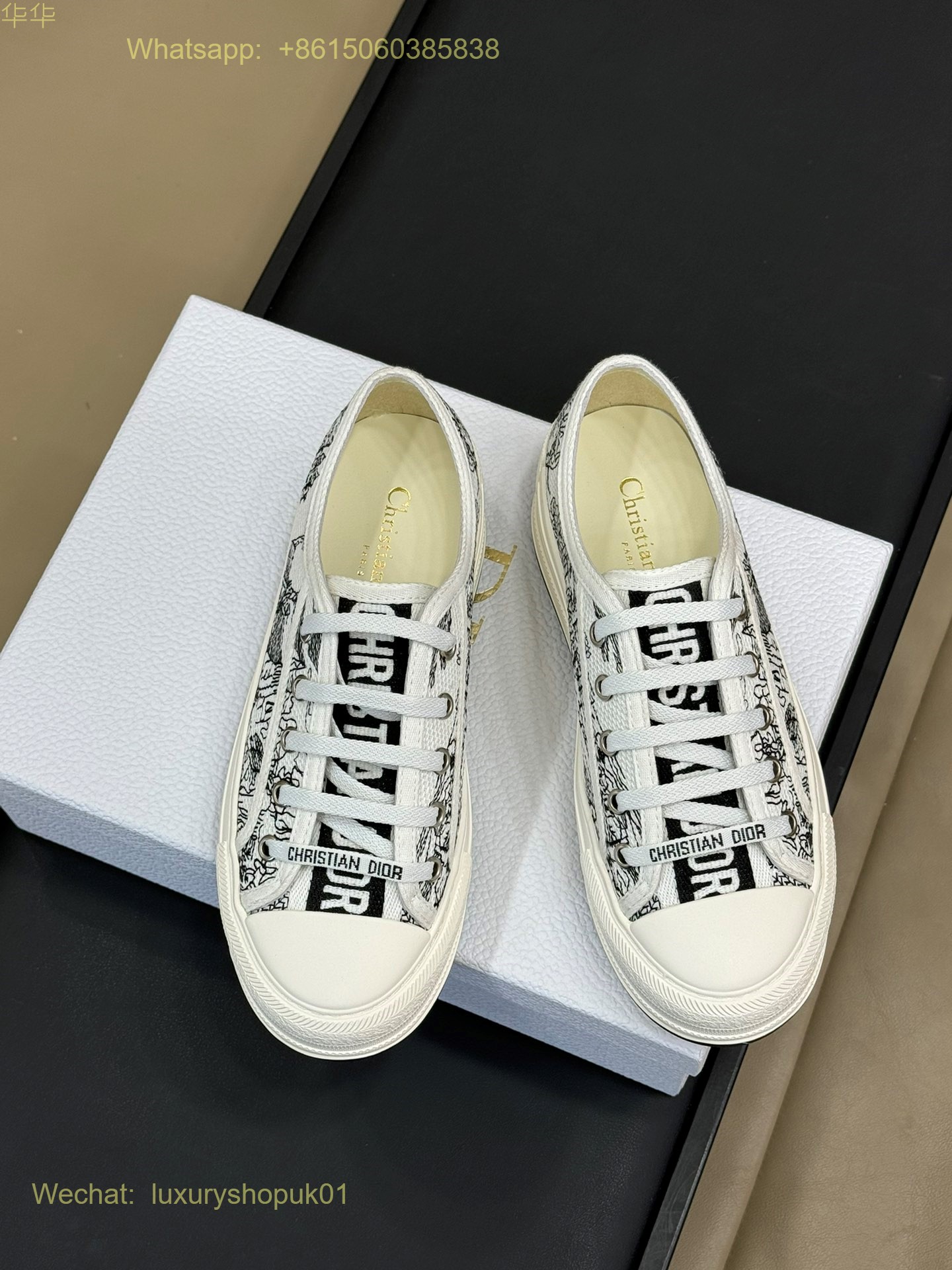 Dior Oblique Embroidered Cotton Walk'n'Dior Platform Sneaker Women Shoes