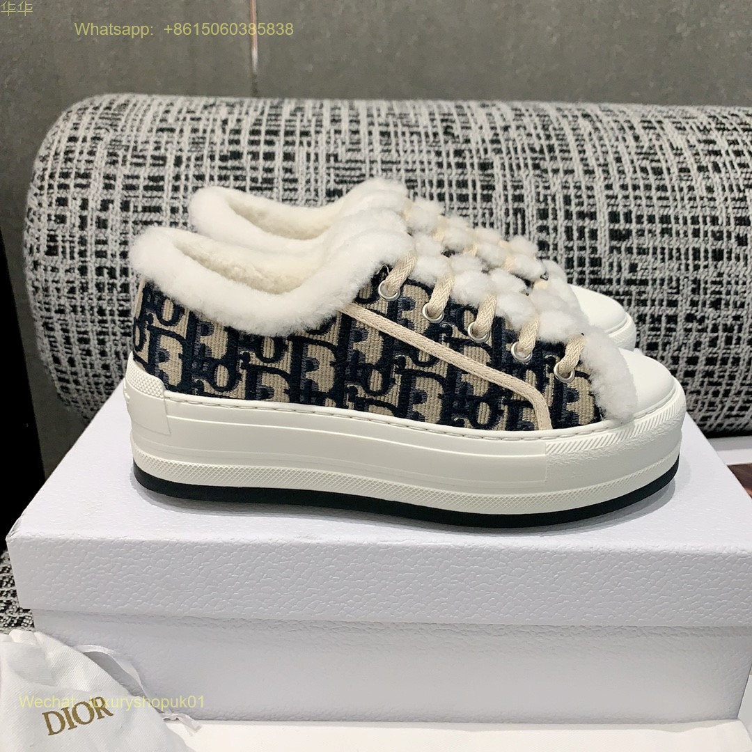 Dior Oblique Fur Shearling Walk'n'Dior Platform Sneaker D-Maior Women Shoes