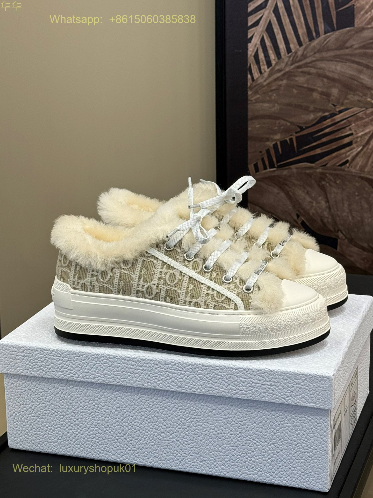 Dior Oblique Fur Shearling Walk'n'Dior Platform Sneaker D-Maior Women Shoes