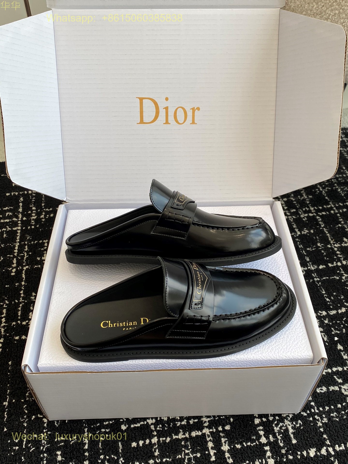 Dior Slip on leather Mule flat slipper Women Shoes
