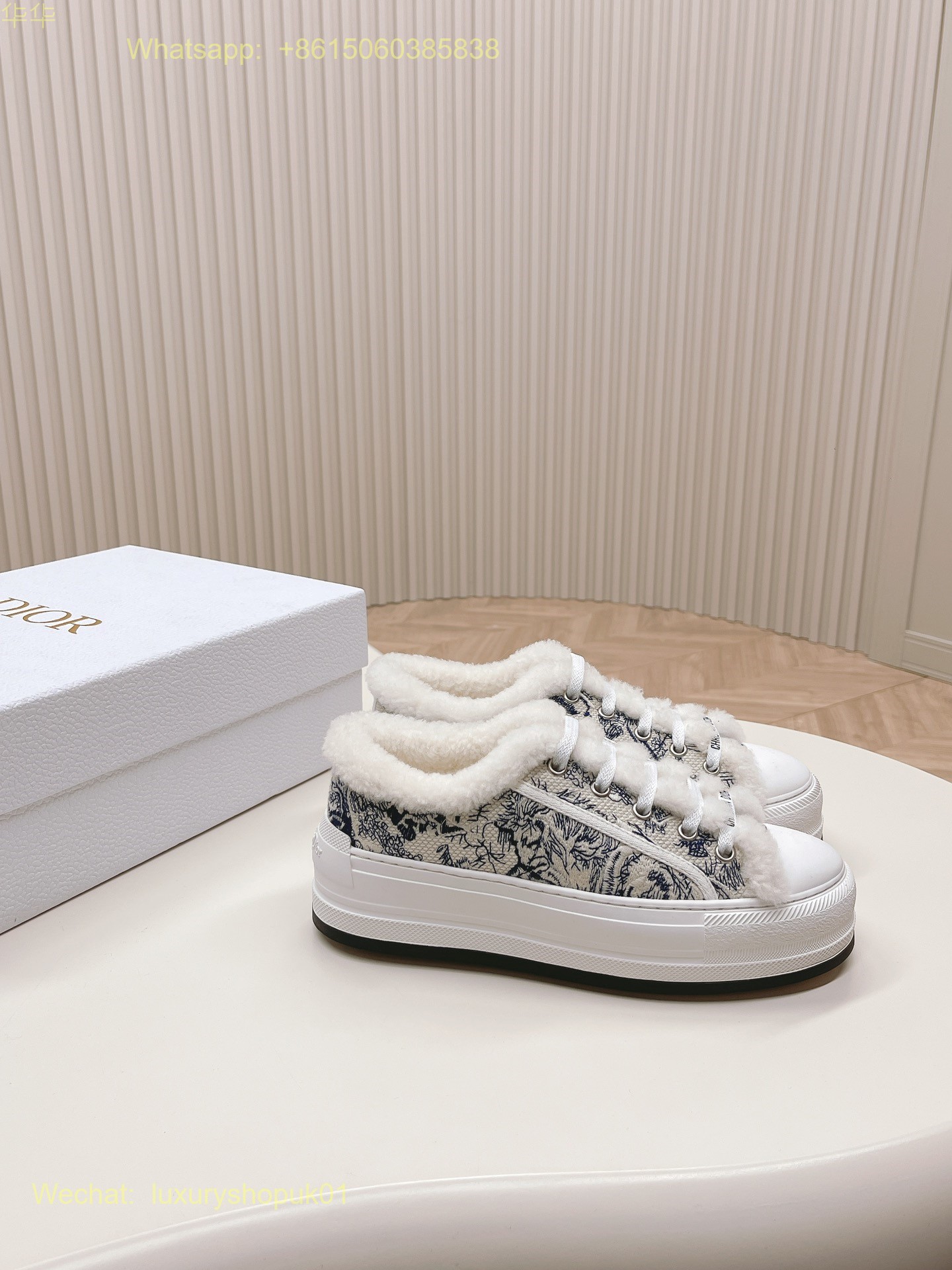 Dior Oblique Fur Shearling Walk'n'Dior Platform Sneaker D-Maior Women Shoes