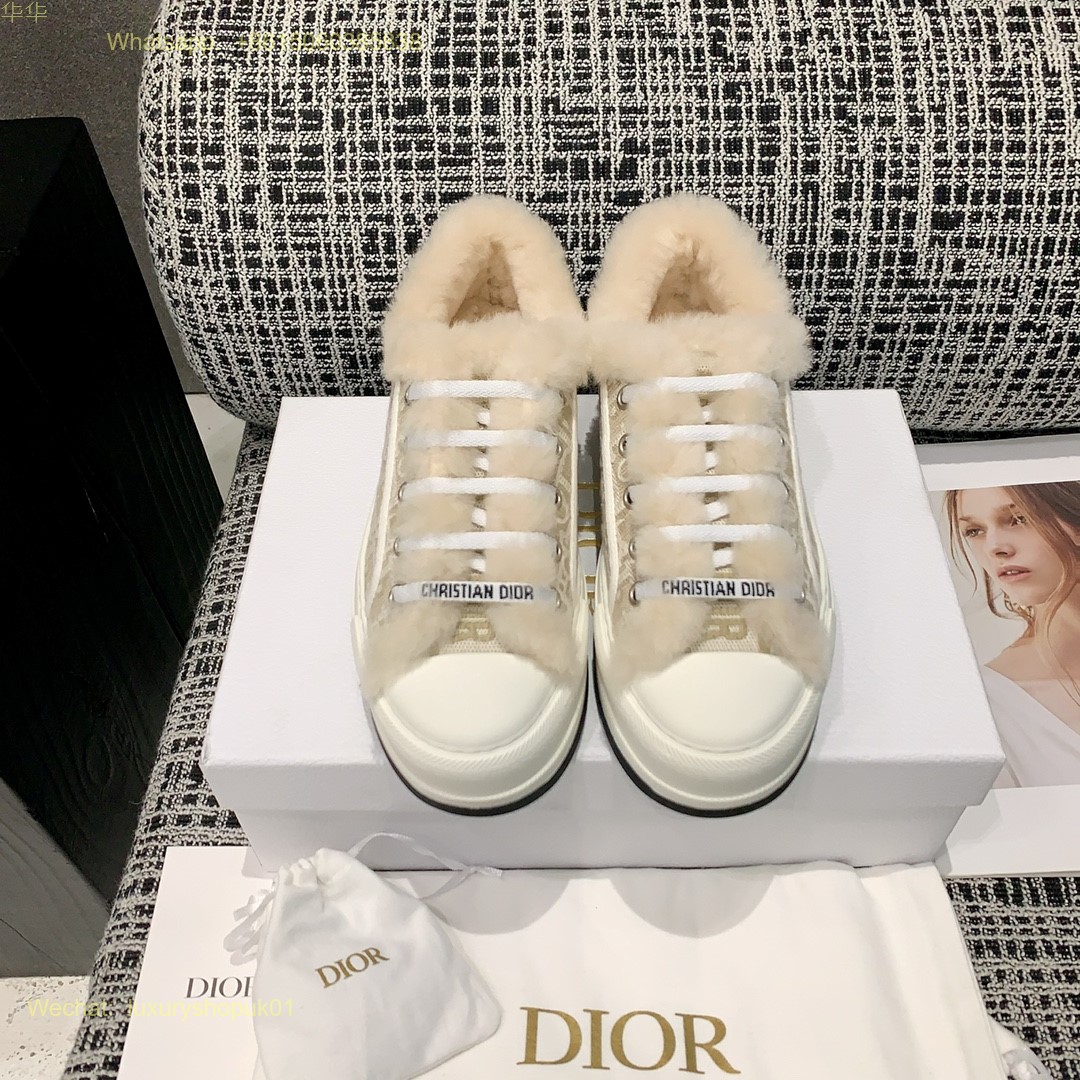 Dior Oblique Fur Shearling Walk'n'Dior Platform Sneaker D-Maior Women Shoes