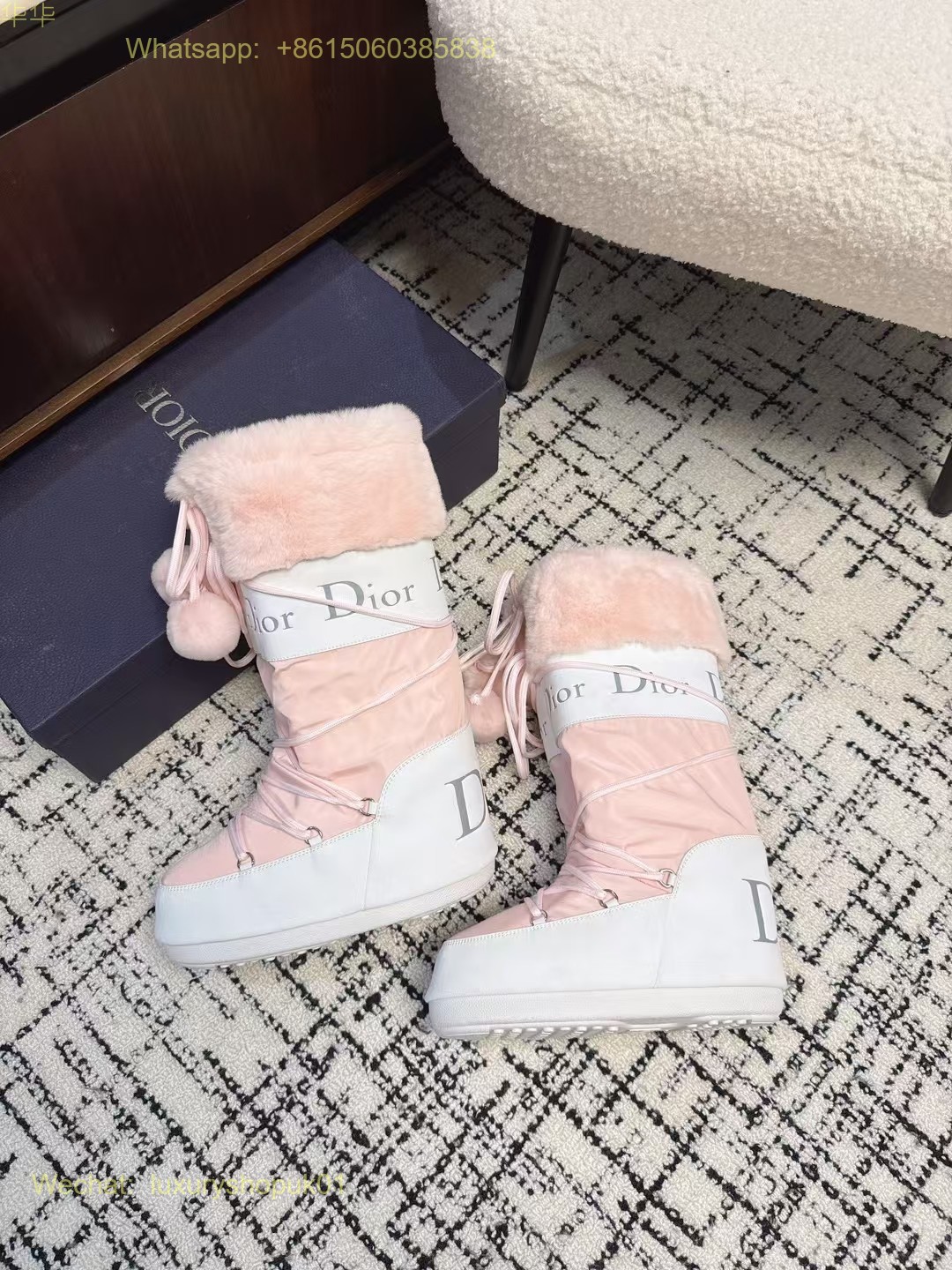 Christian Dior Fur shearling Snow Boots Women Shoes