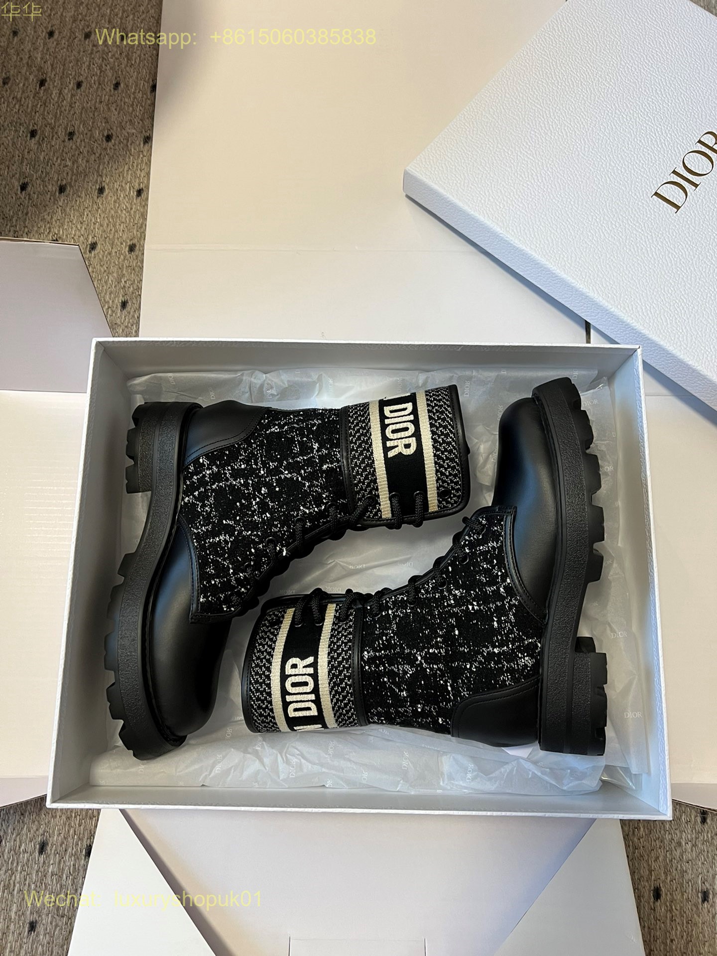 Dior D-Maior Tweed lace up ankle Boots Women Shoes