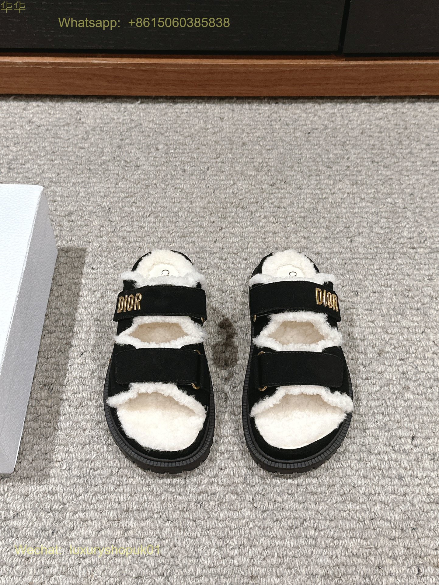 Dior Dioract Open Toe Fur shearling Sandals Women Shoes