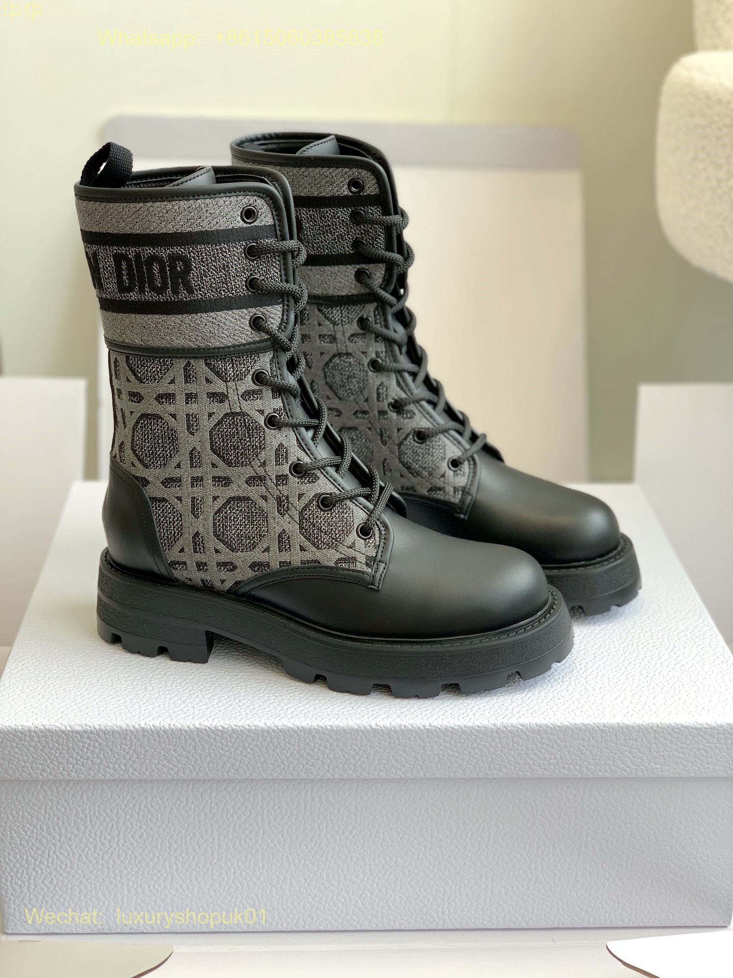 Dior D-Maior Tweed lace up ankle Boots Women Shoes