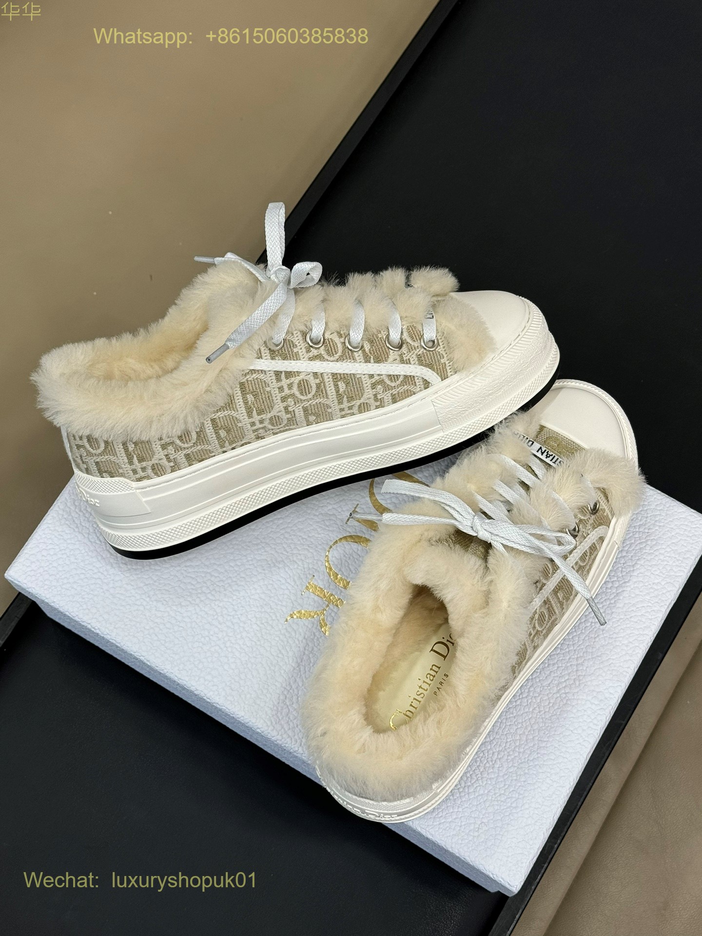 Dior Oblique Fur Shearling Walk'n'Dior Platform Sneaker D-Maior Women Shoes