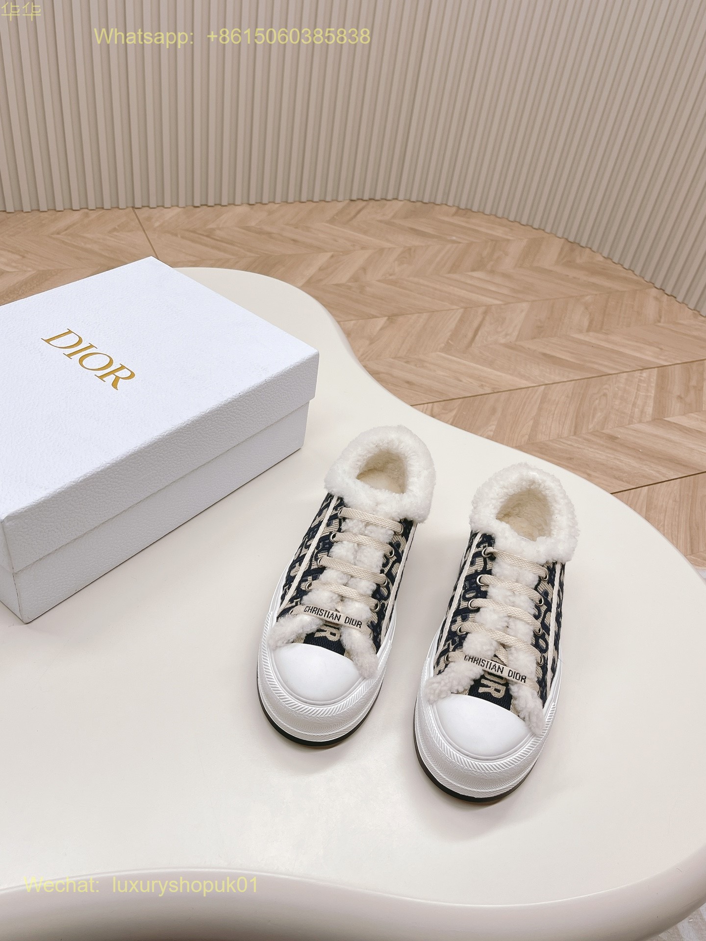 Dior Oblique Fur Shearling Walk'n'Dior Platform Sneaker D-Maior Women Shoes