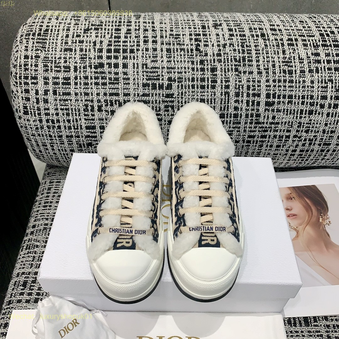 Dior Oblique Fur Shearling Walk'n'Dior Platform Sneaker D-Maior Women Shoes