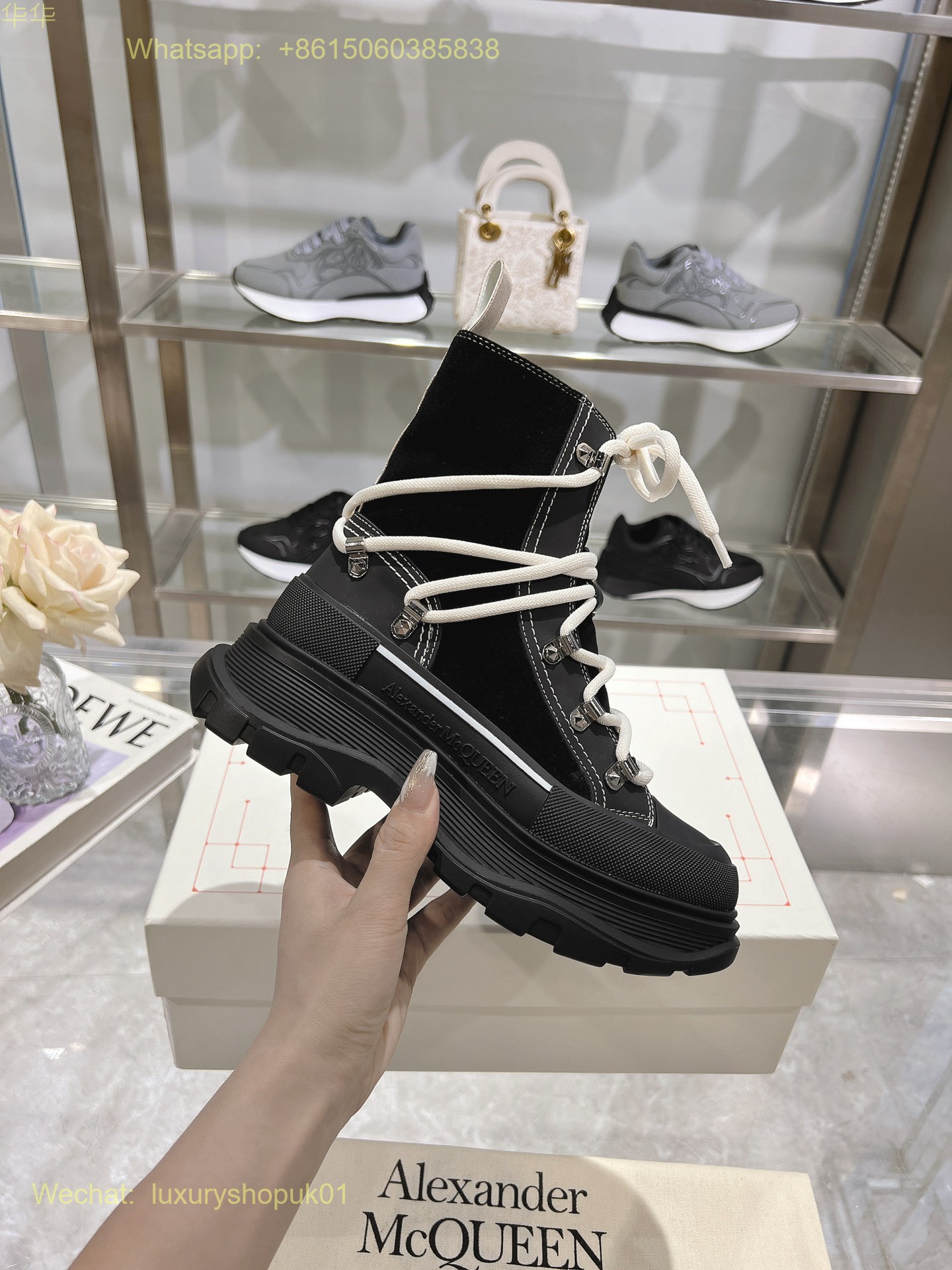 Alexander McQueen Tread Slick High Top Sneakers Mens Women Shoes