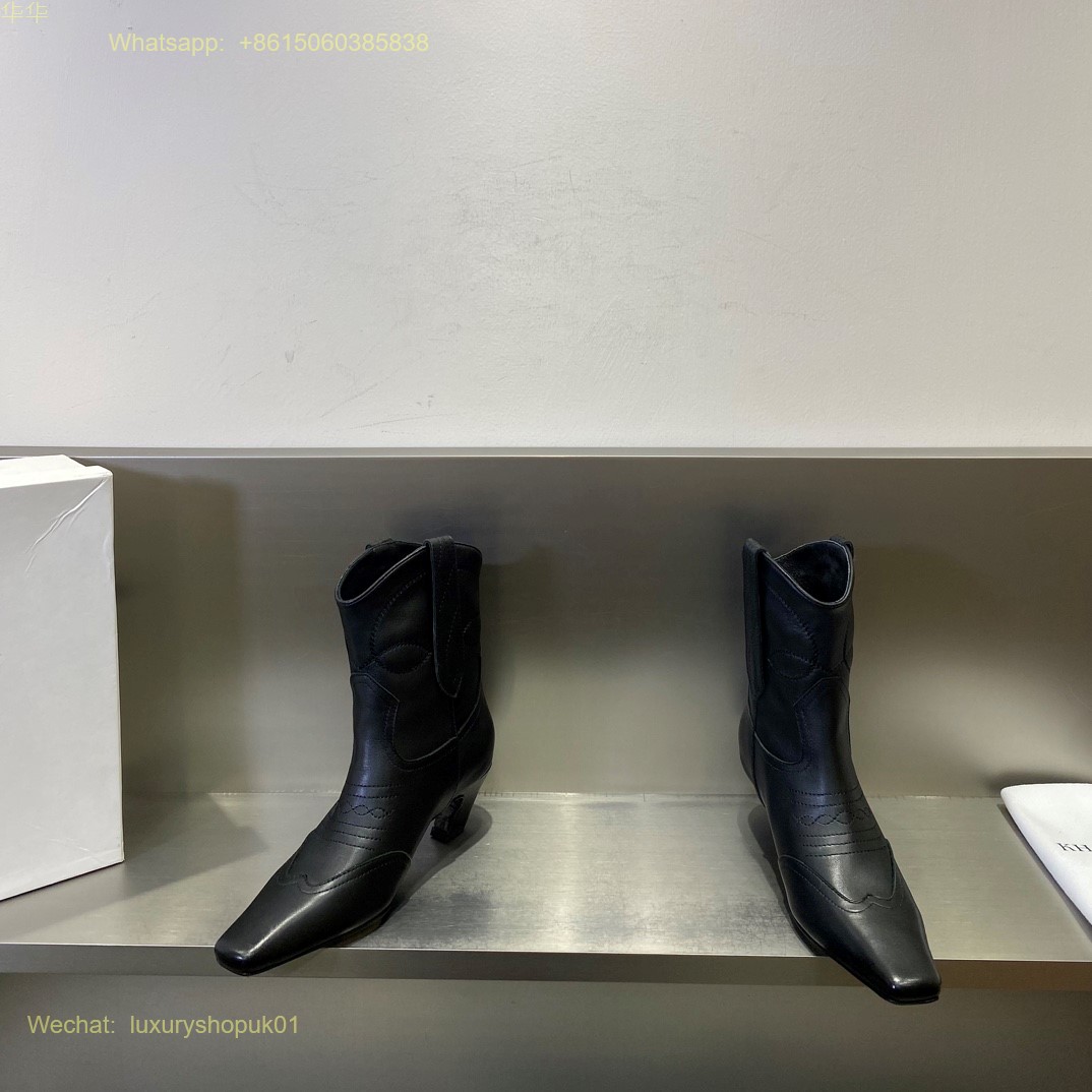 KHAITE Dallas Leather crystal Low Boots Women Shoes