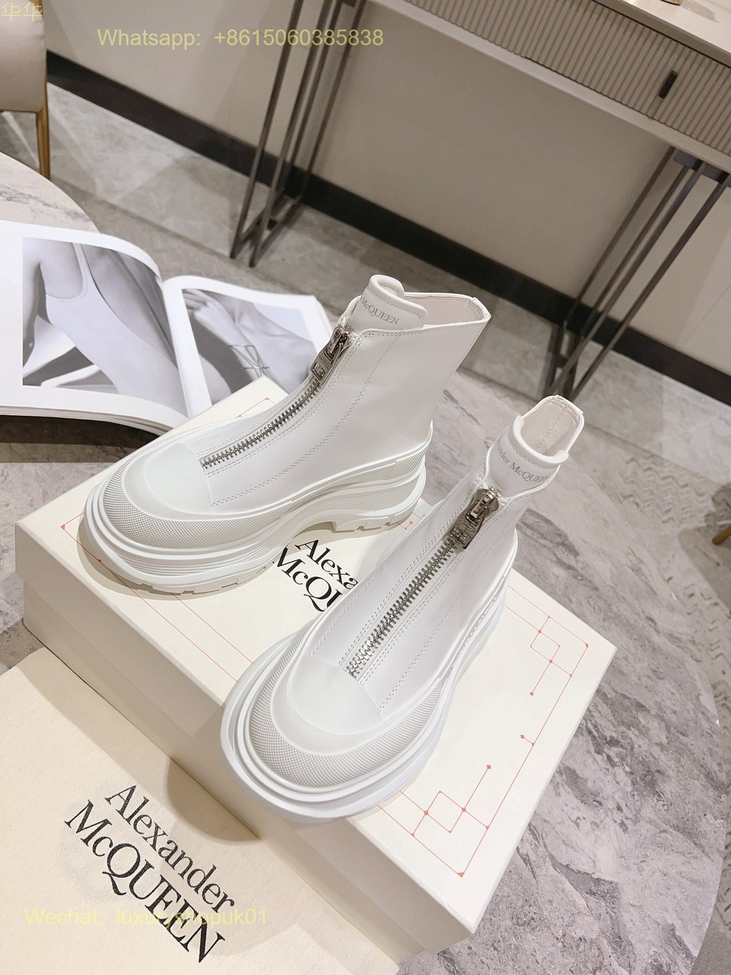 Alexander McQueen Tread Slick Ankle Boots Mens Women Shoes