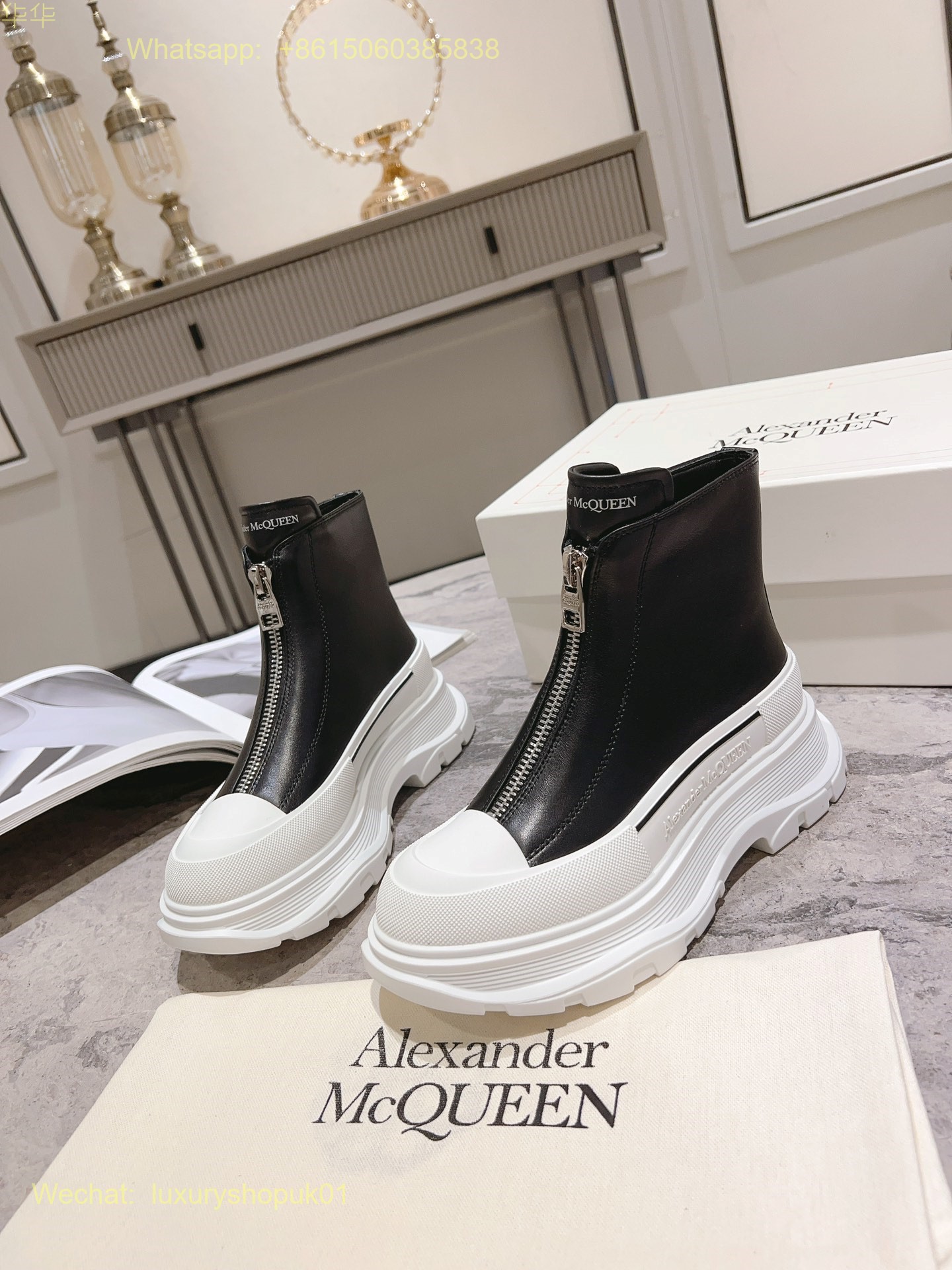 Alexander McQueen Tread Slick Ankle Boots Mens Women Shoes