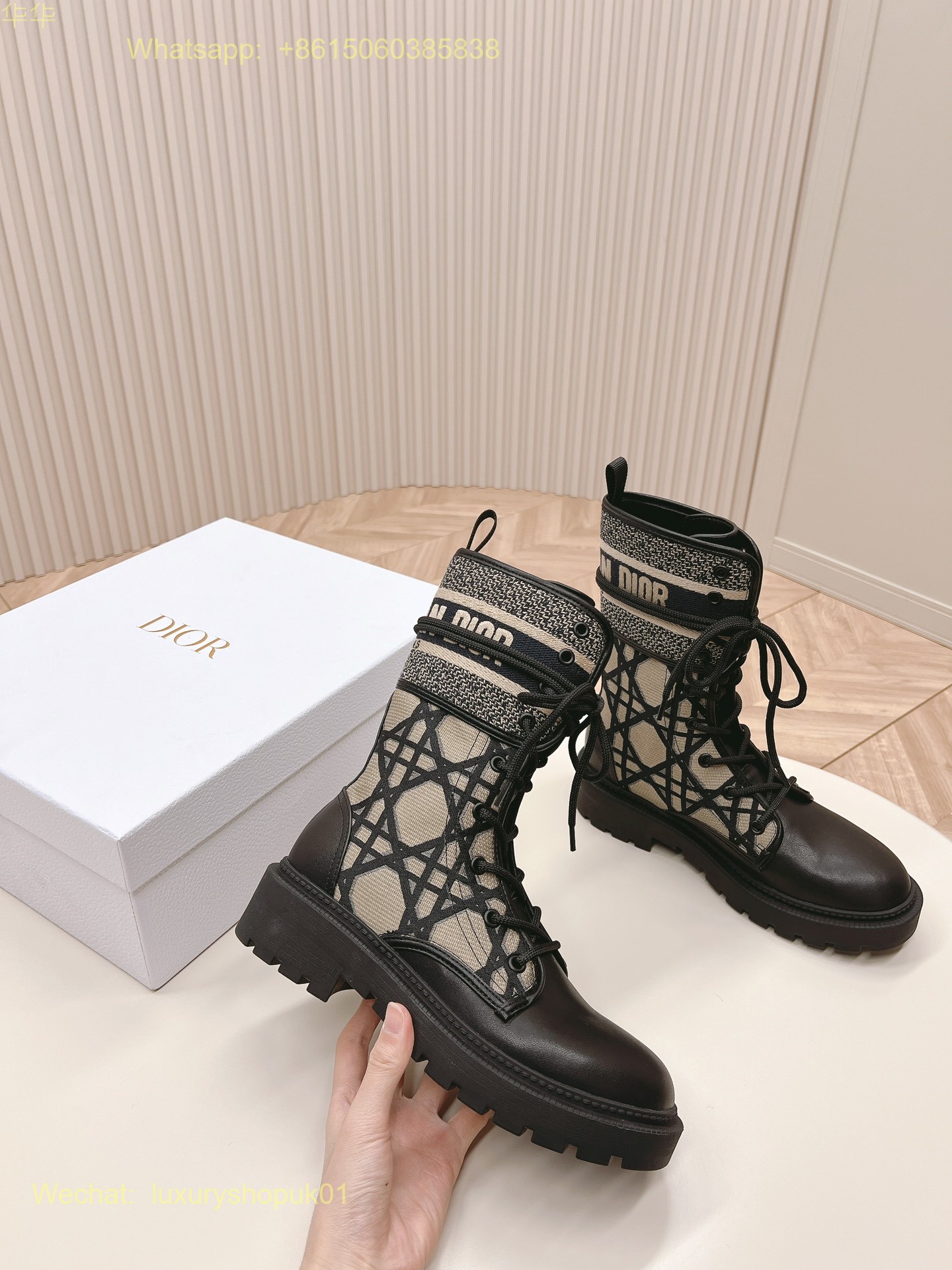 Dior D-Maior Tweed lace up ankle Boots Women Shoes