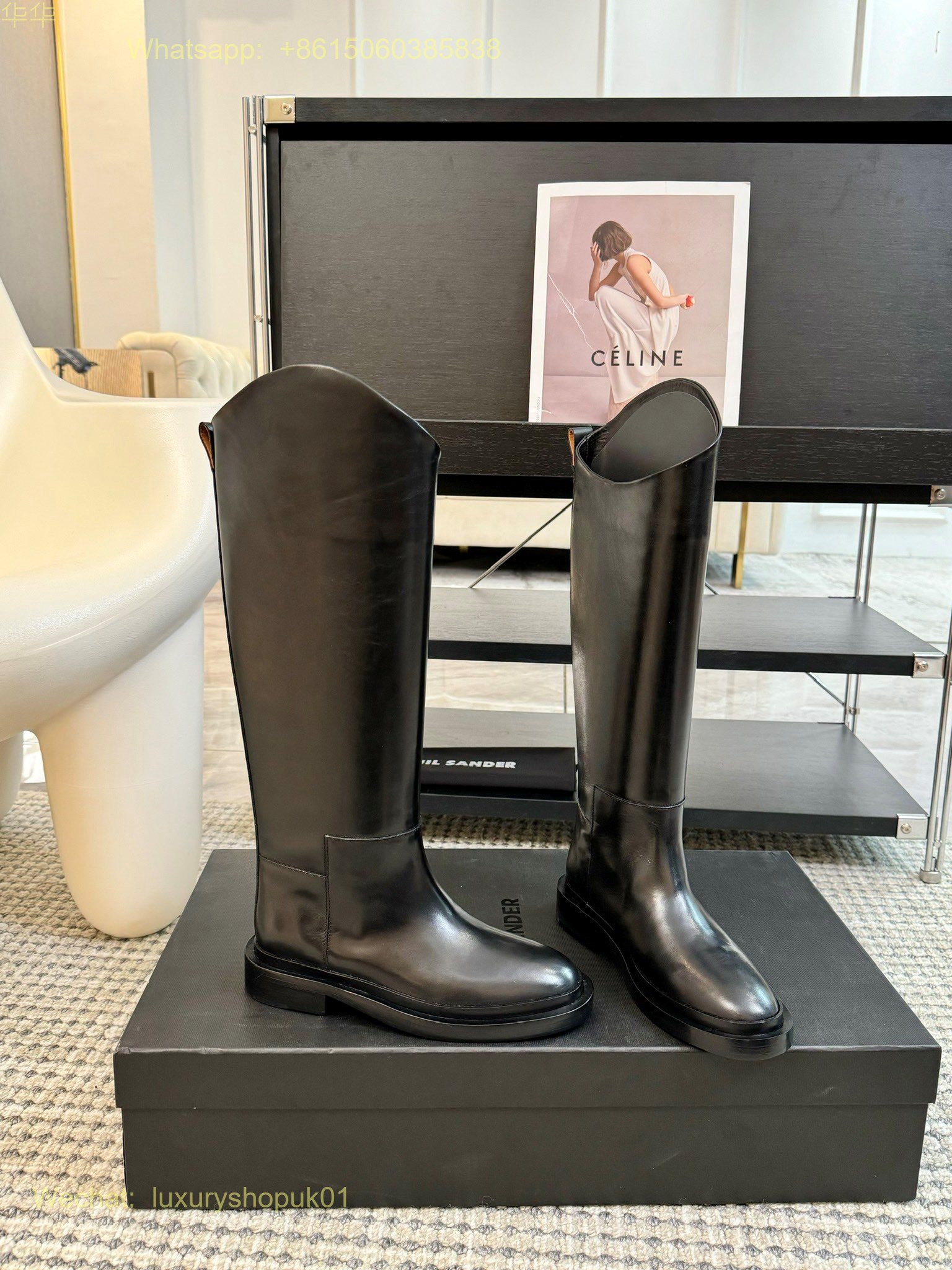 Jil Sander Leather Knee-high Riding Tall Boots Women Shoes